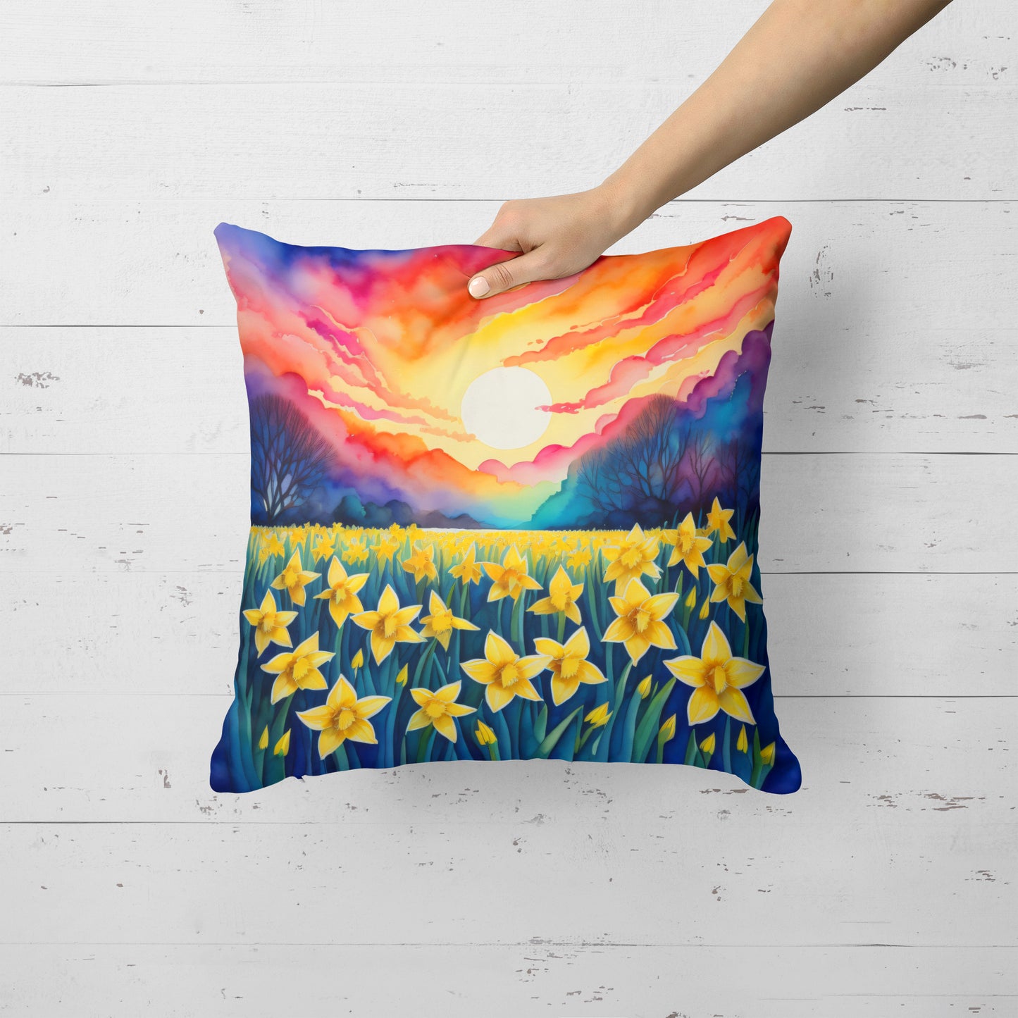 Colorful Daffodils Throw Pillow