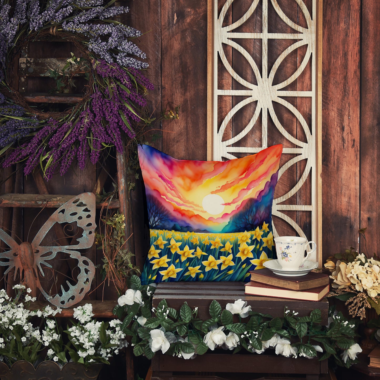 Colorful Daffodils Throw Pillow