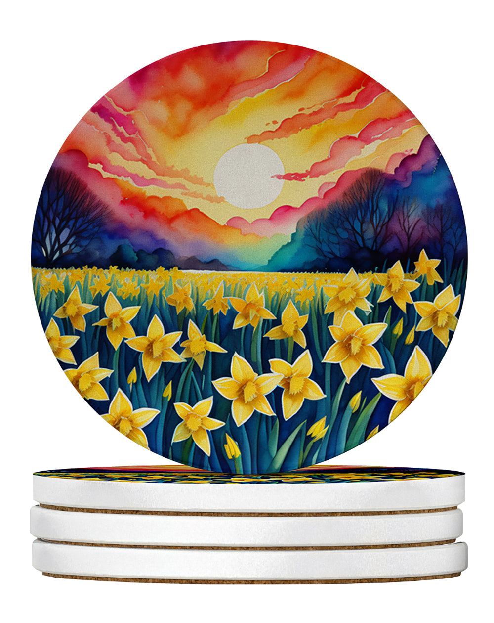 Buy this Colorful Daffodils Large Sandstone Coasters Pack of 4