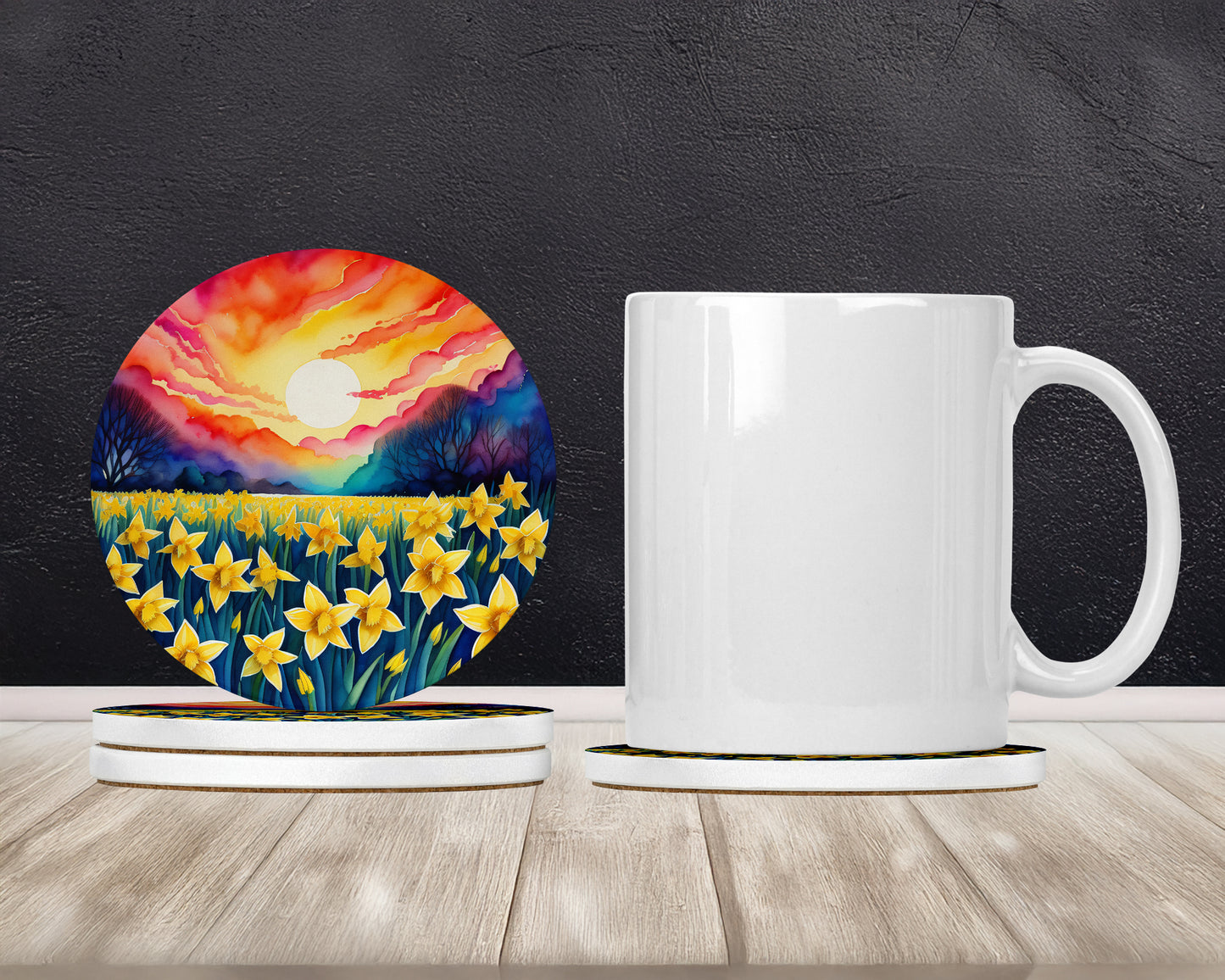 Colorful Daffodils Large Sandstone Coasters Pack of 4