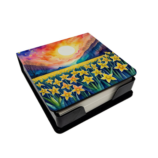 Buy this Colorful Daffodils PU Leather Note Paper Holder