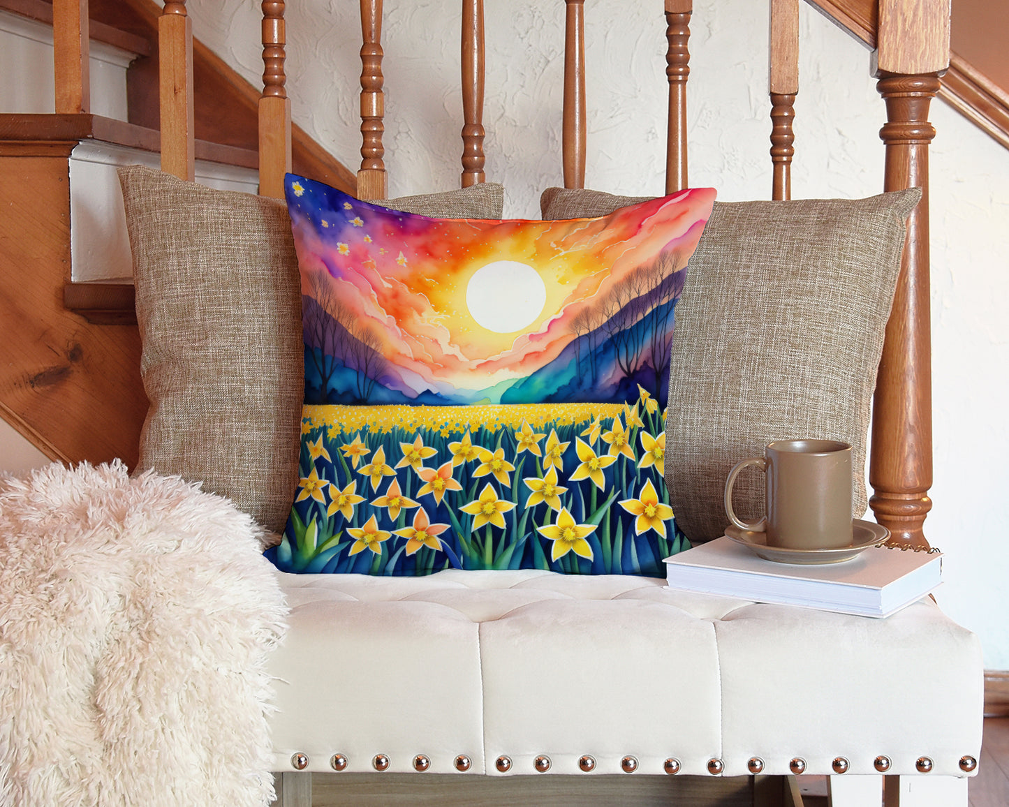 Colorful Daffodils Throw Pillow