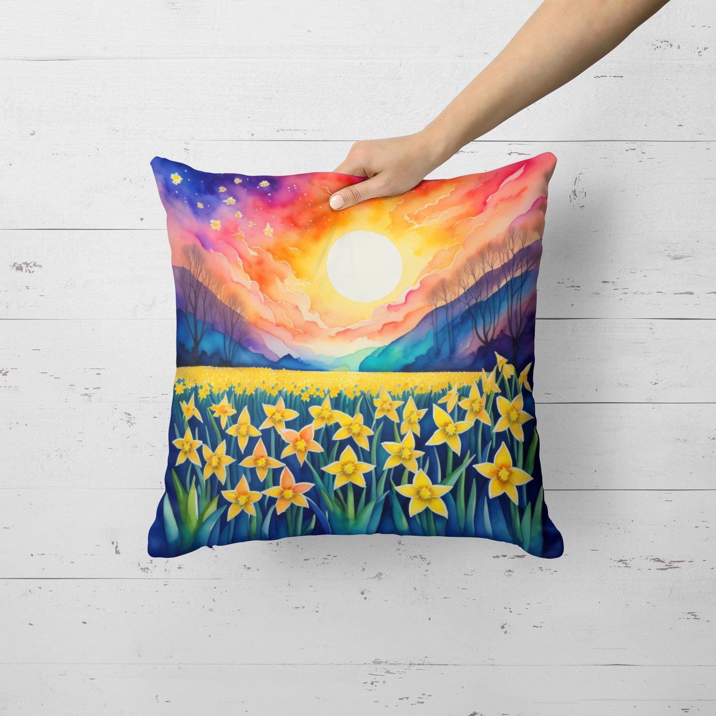 Colorful Daffodils Throw Pillow