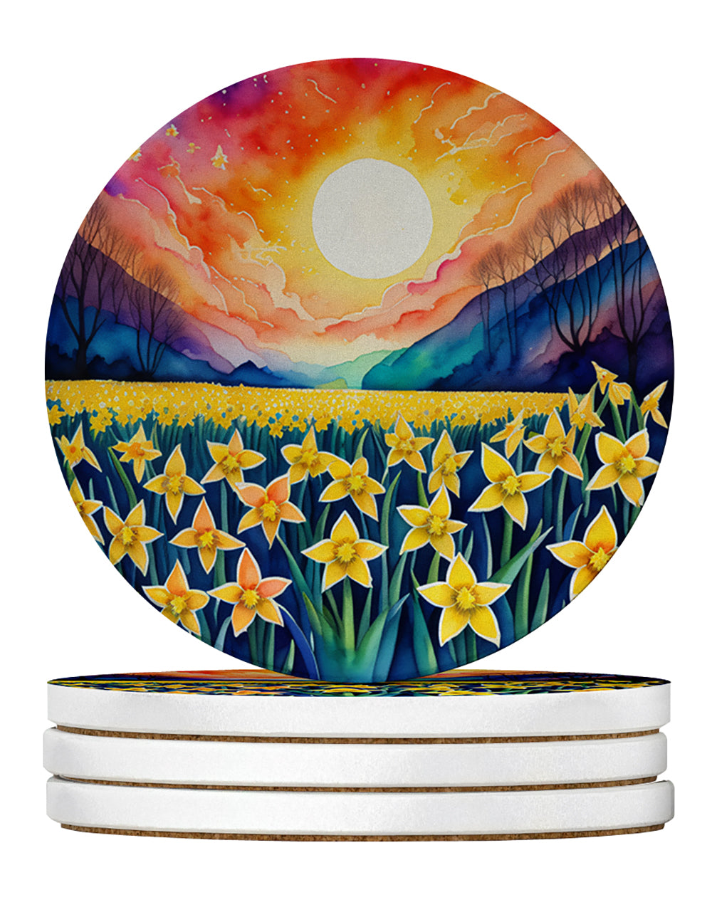 Buy this Colorful Daffodils Large Sandstone Coasters Pack of 4