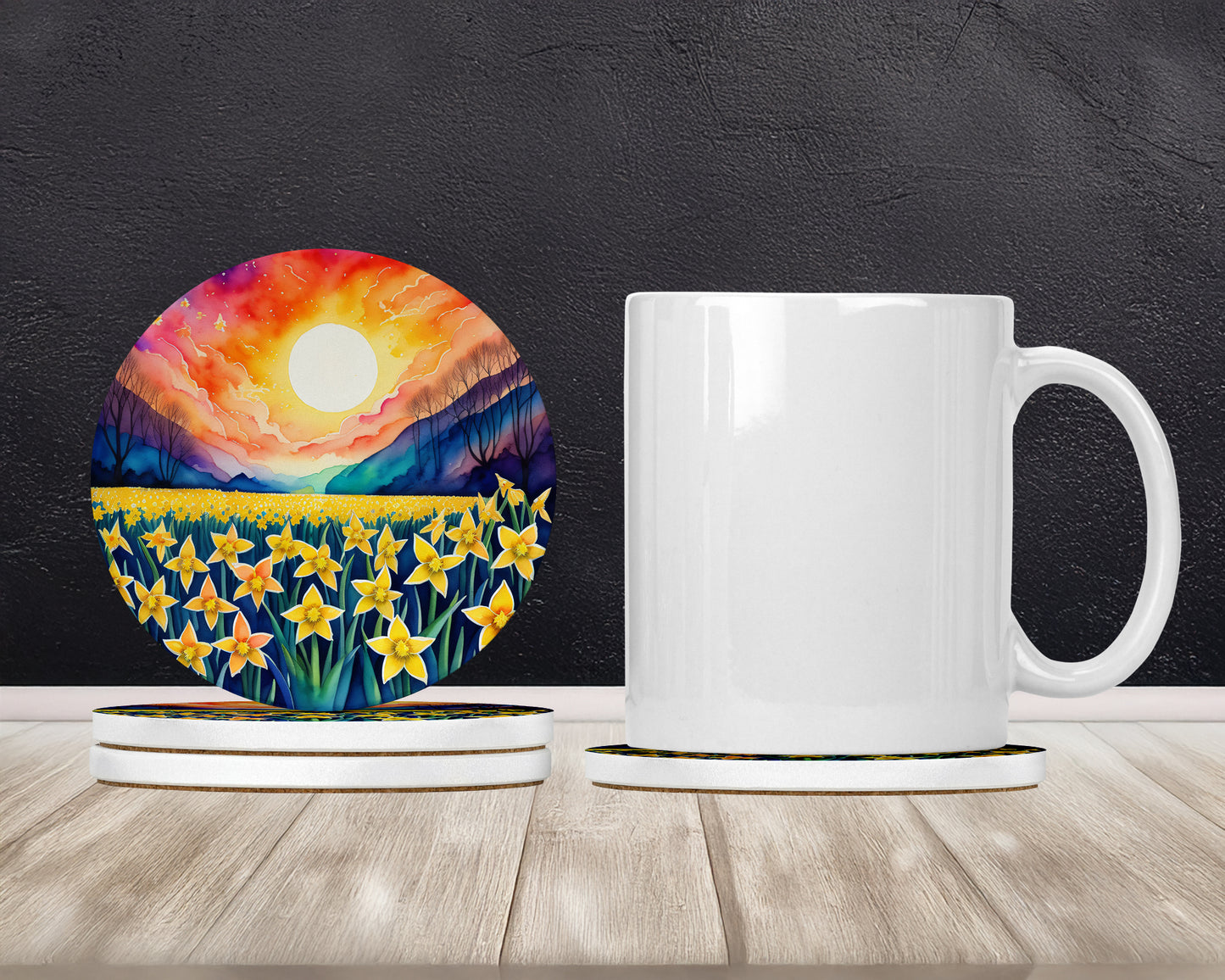 Colorful Daffodils Large Sandstone Coasters Pack of 4
