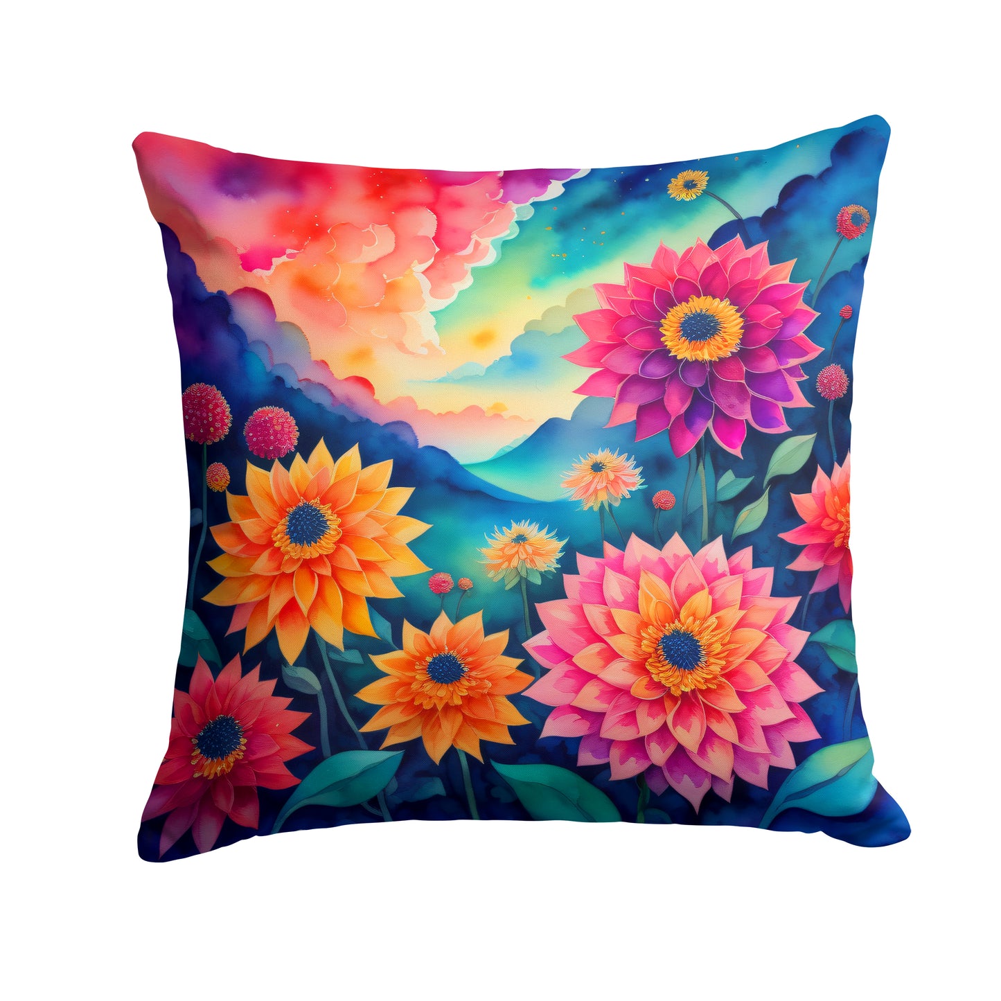 Buy this Colorful Dahlias Throw Pillow