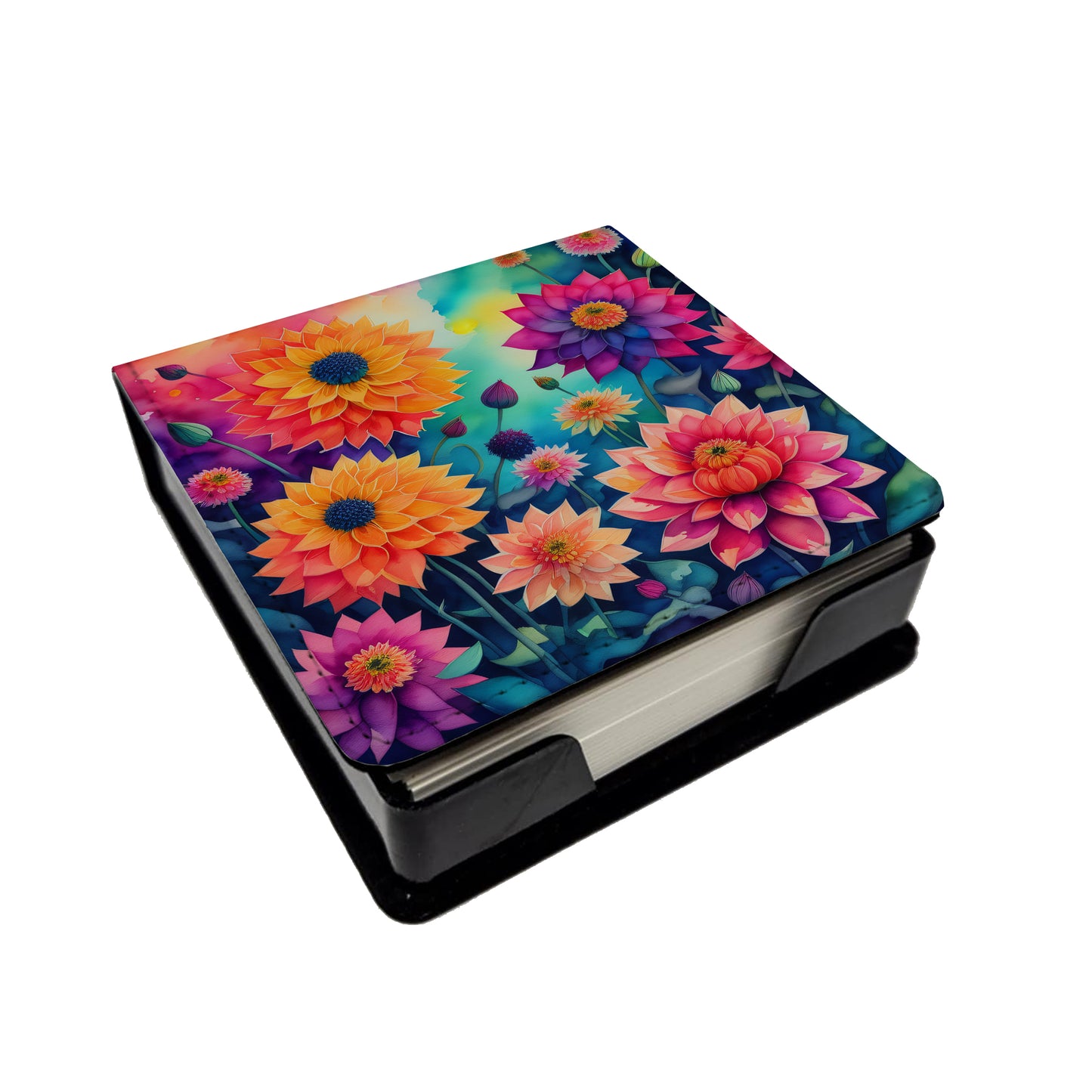 Buy this Colorful Dahlias PU Leather Note Paper Holder