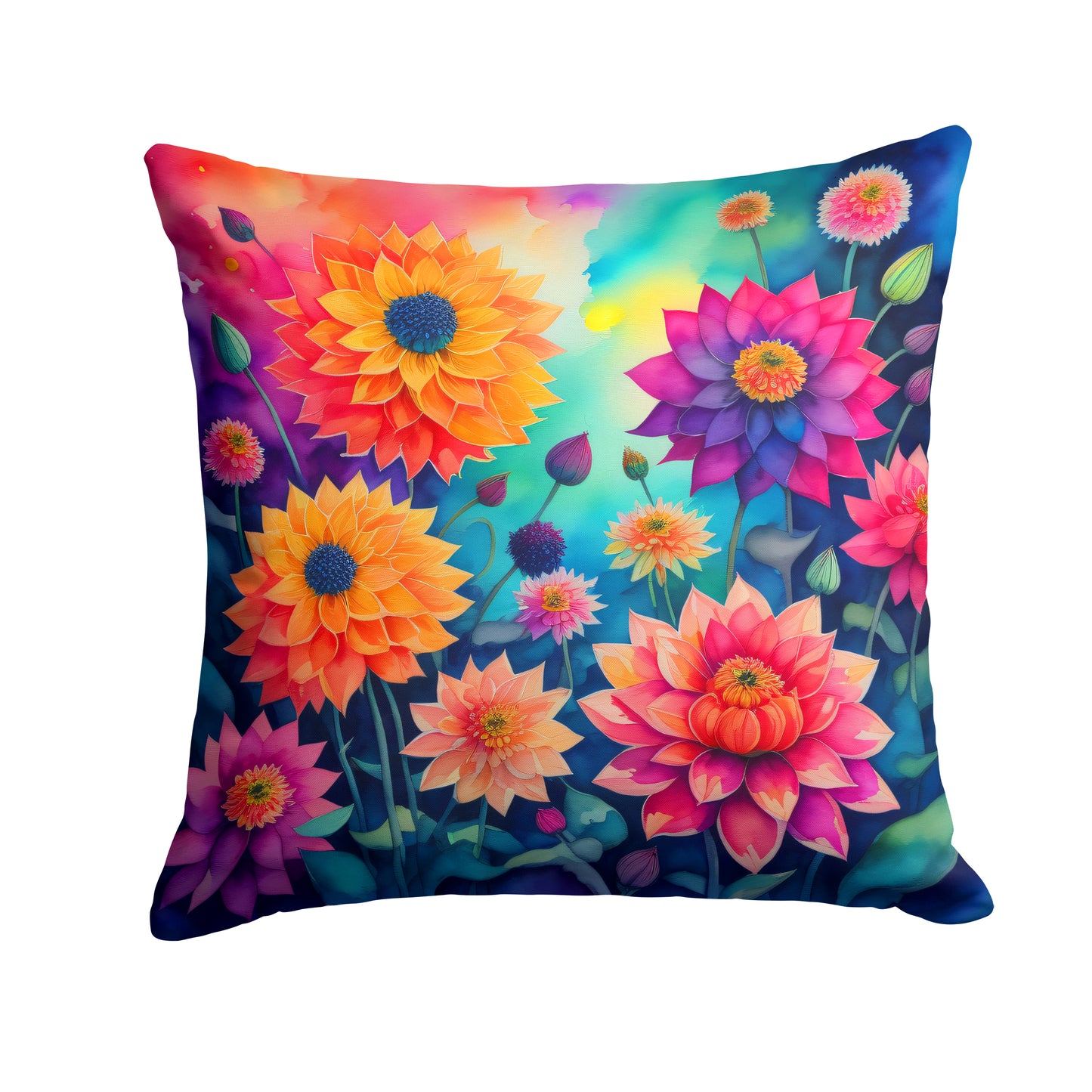 Buy this Colorful Dahlias Throw Pillow