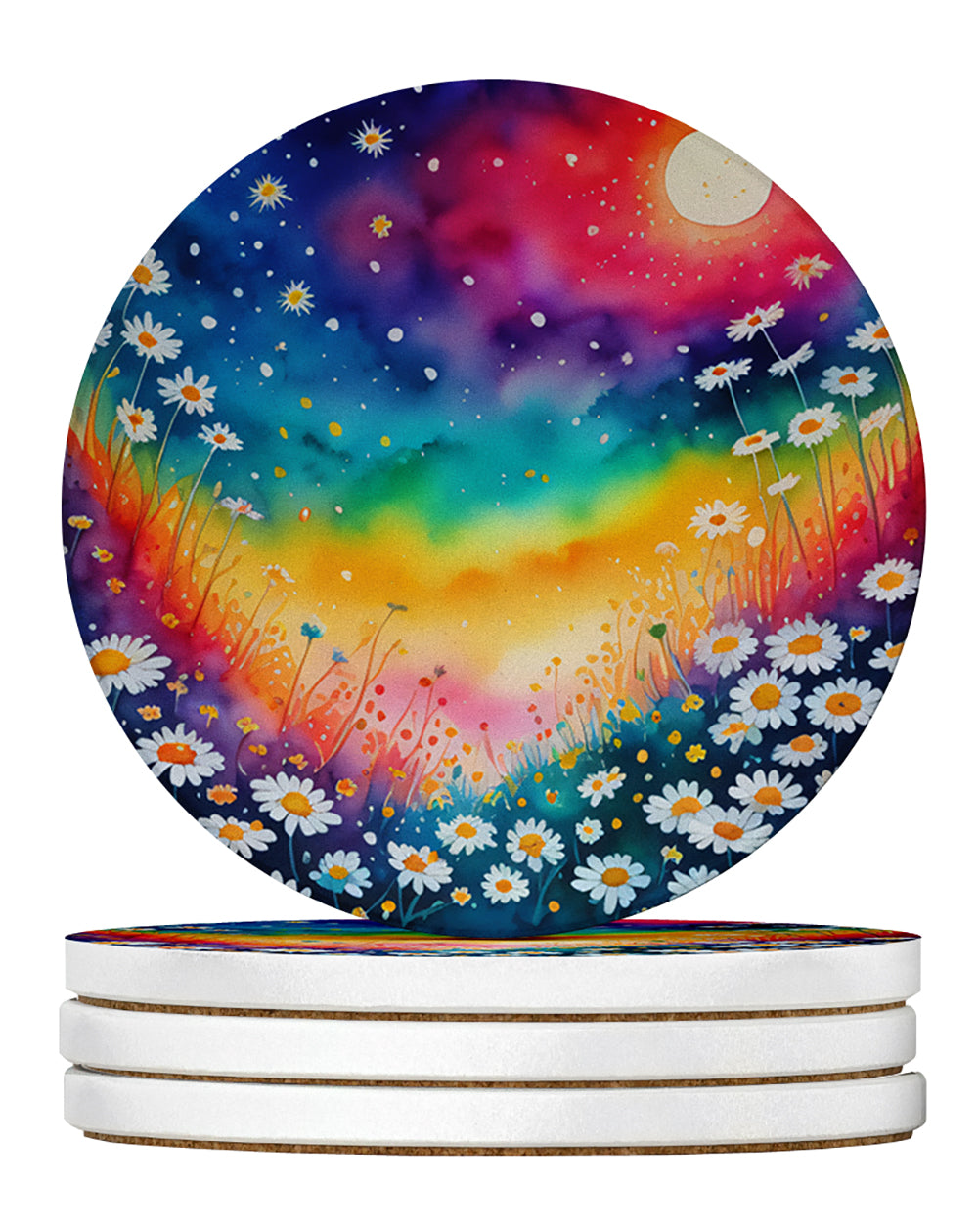 Buy this Colorful Daisies Large Sandstone Coasters Pack of 4