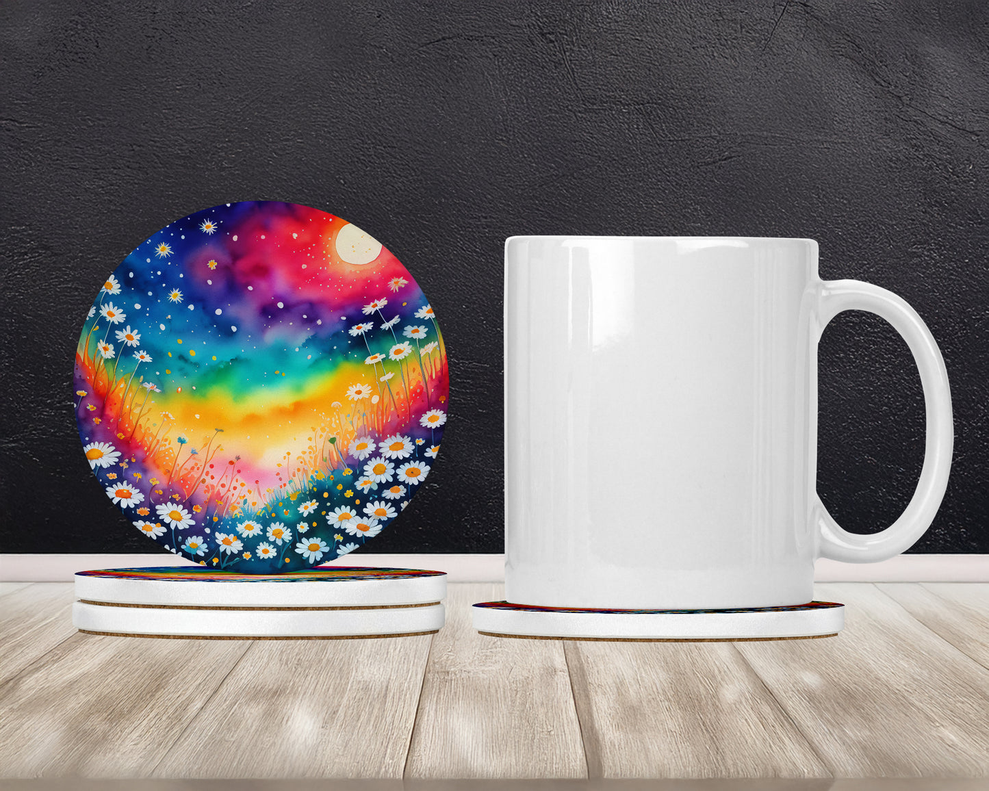 Colorful Daisies Large Sandstone Coasters Pack of 4