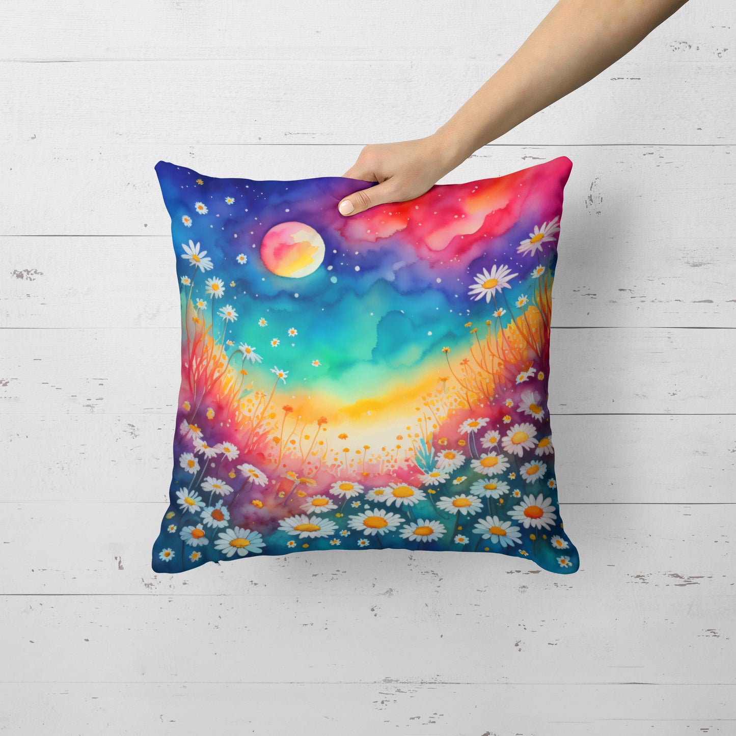 Colorful Daisies Throw Pillow