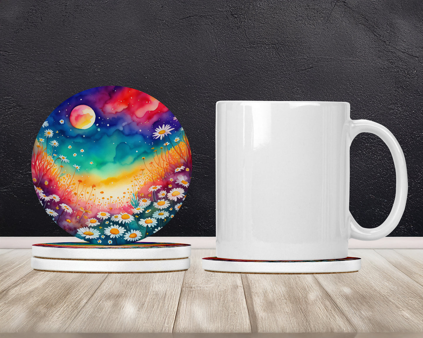 Colorful Daisies Large Sandstone Coasters Pack of 4