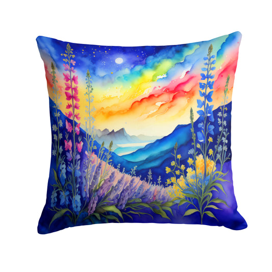 Buy this Colorful Delphinium Throw Pillow