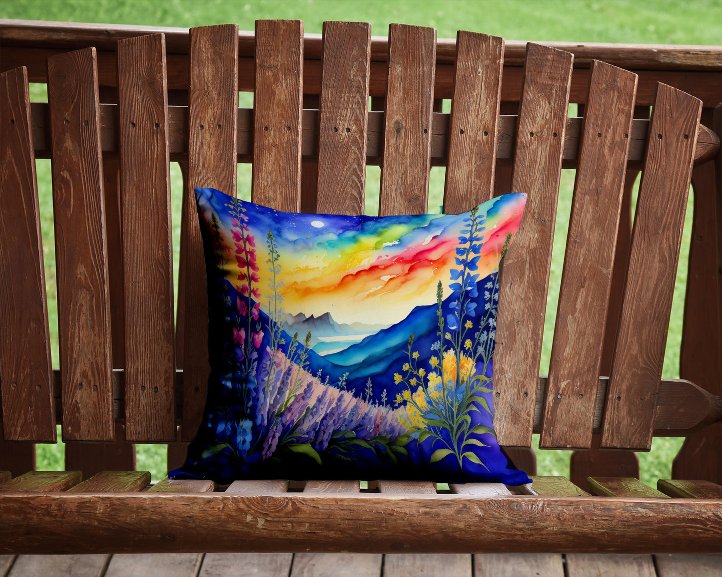 Colorful Delphinium Throw Pillow