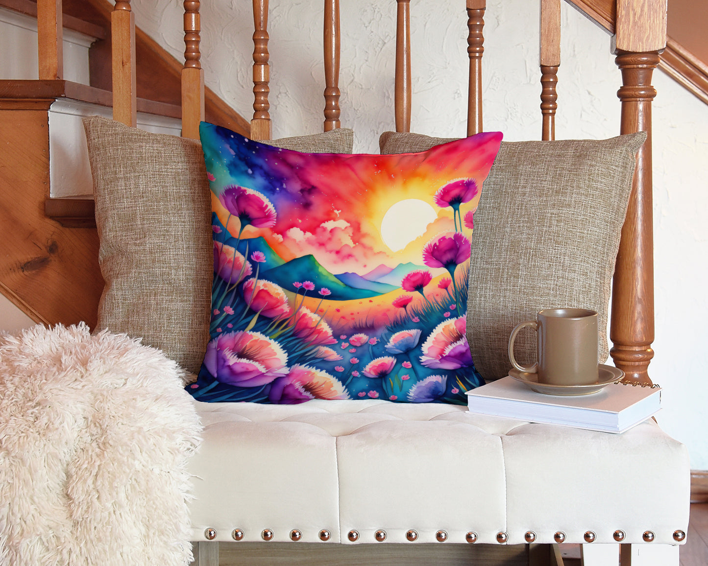 Colorful Dianthus Throw Pillow