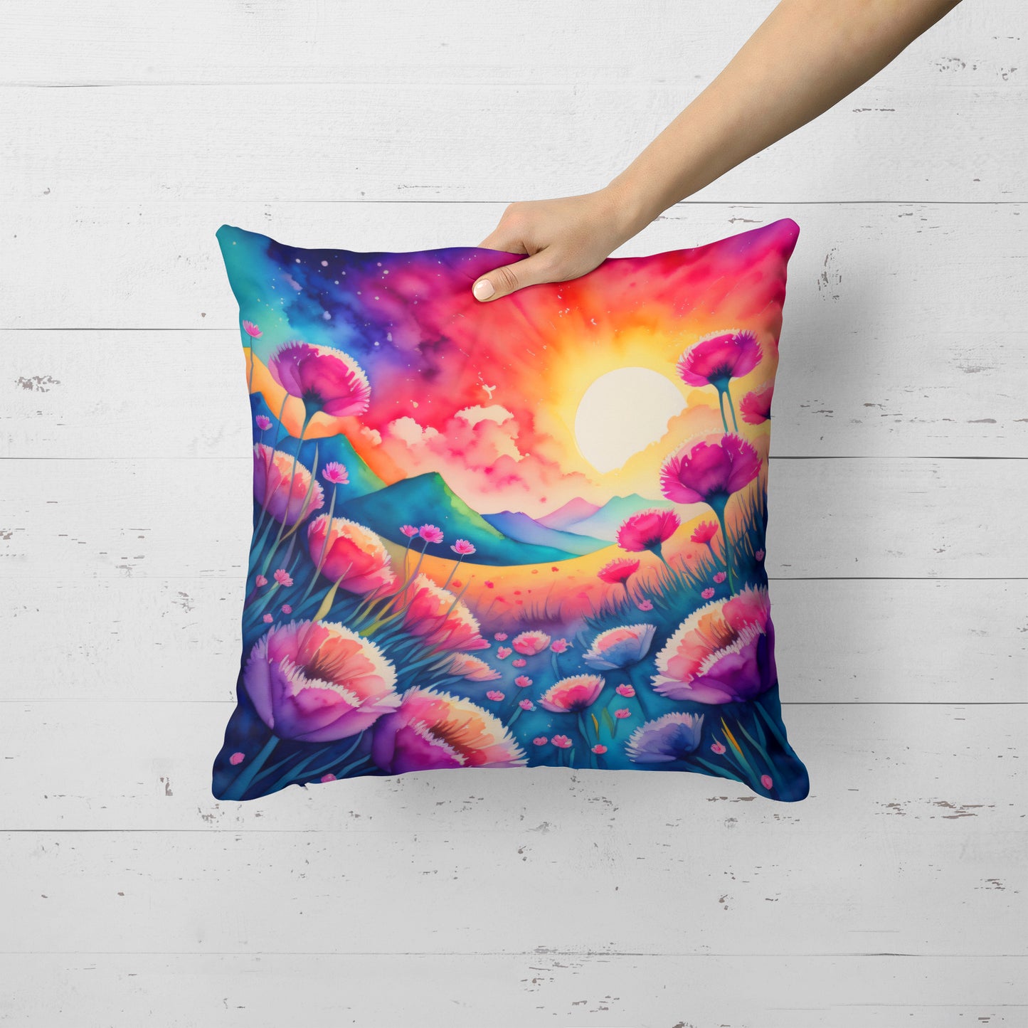 Colorful Dianthus Throw Pillow