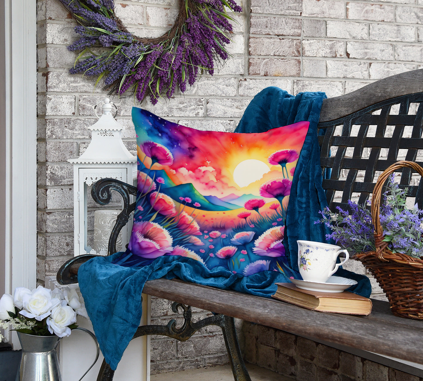 Colorful Dianthus Throw Pillow