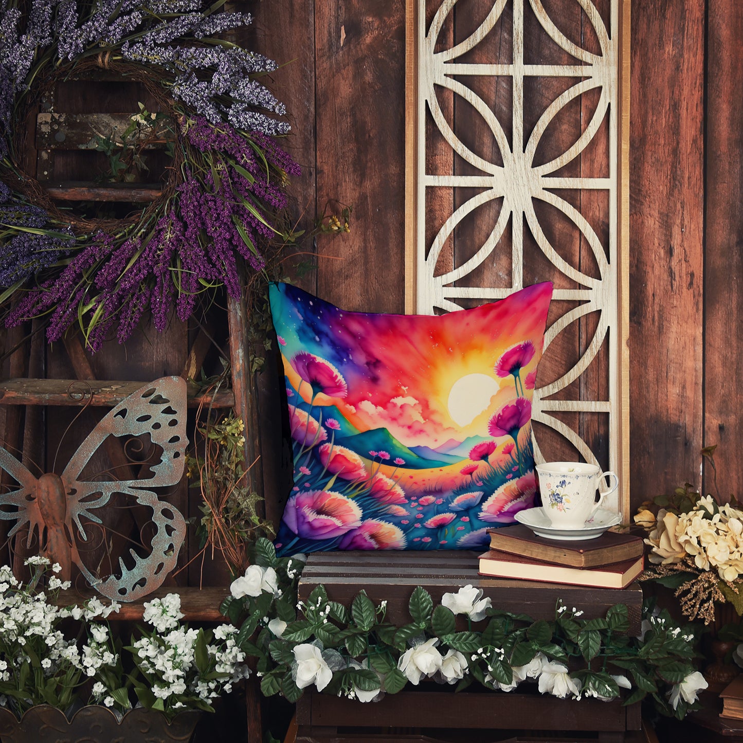 Colorful Dianthus Throw Pillow