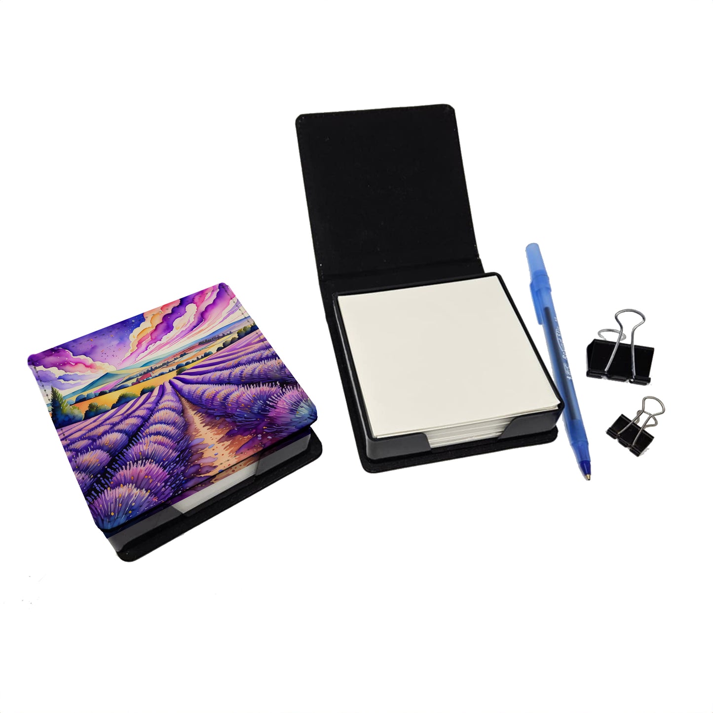 Colorful English Lavender PU Leather Note Paper Holder