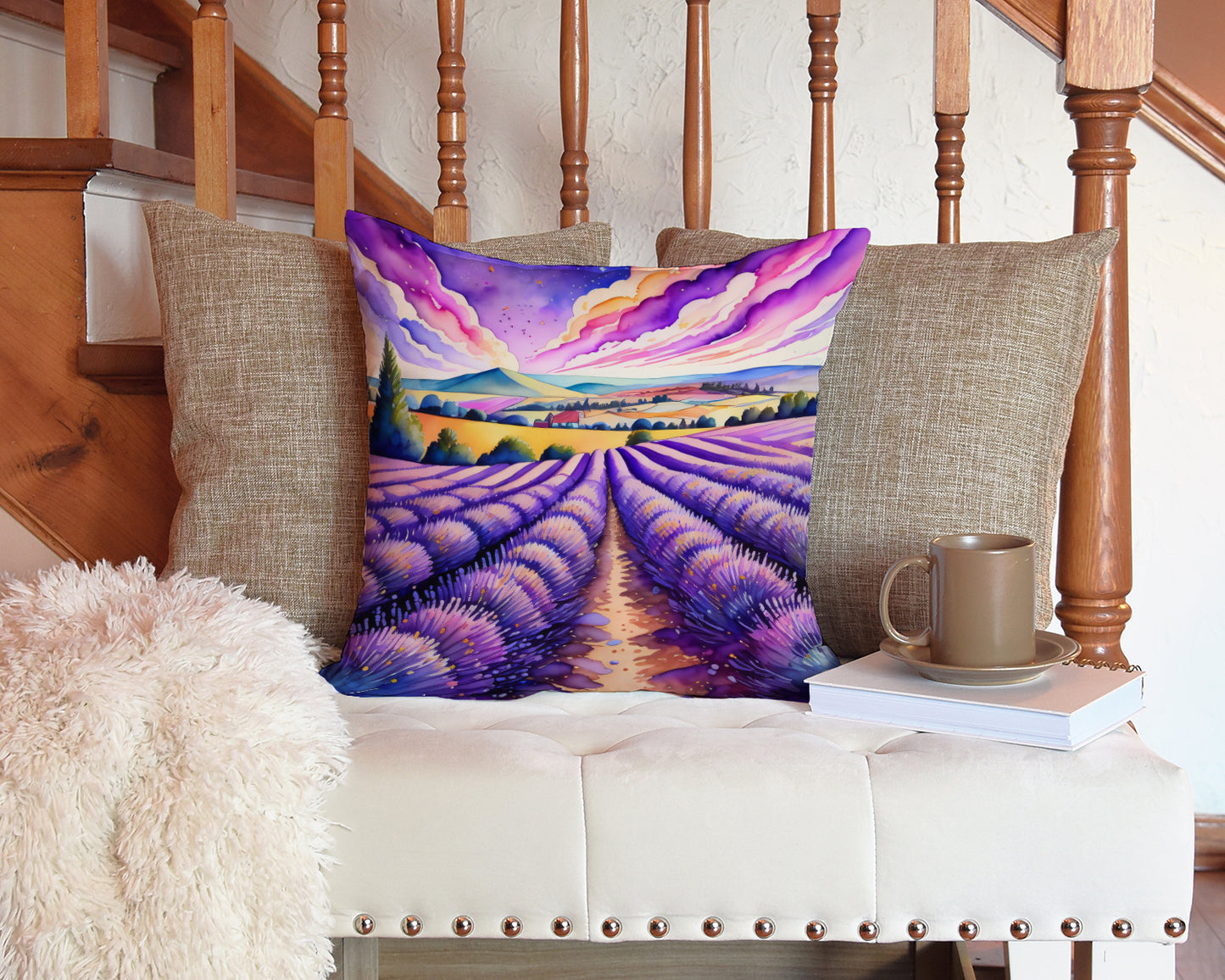 Colorful English Lavender Throw Pillow