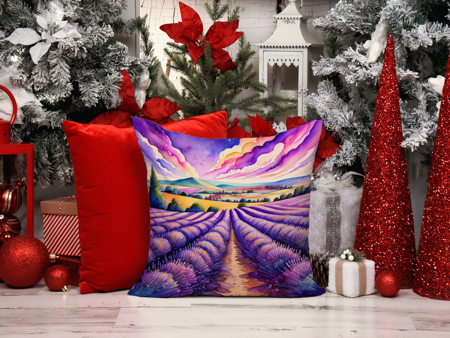 Colorful English Lavender Throw Pillow