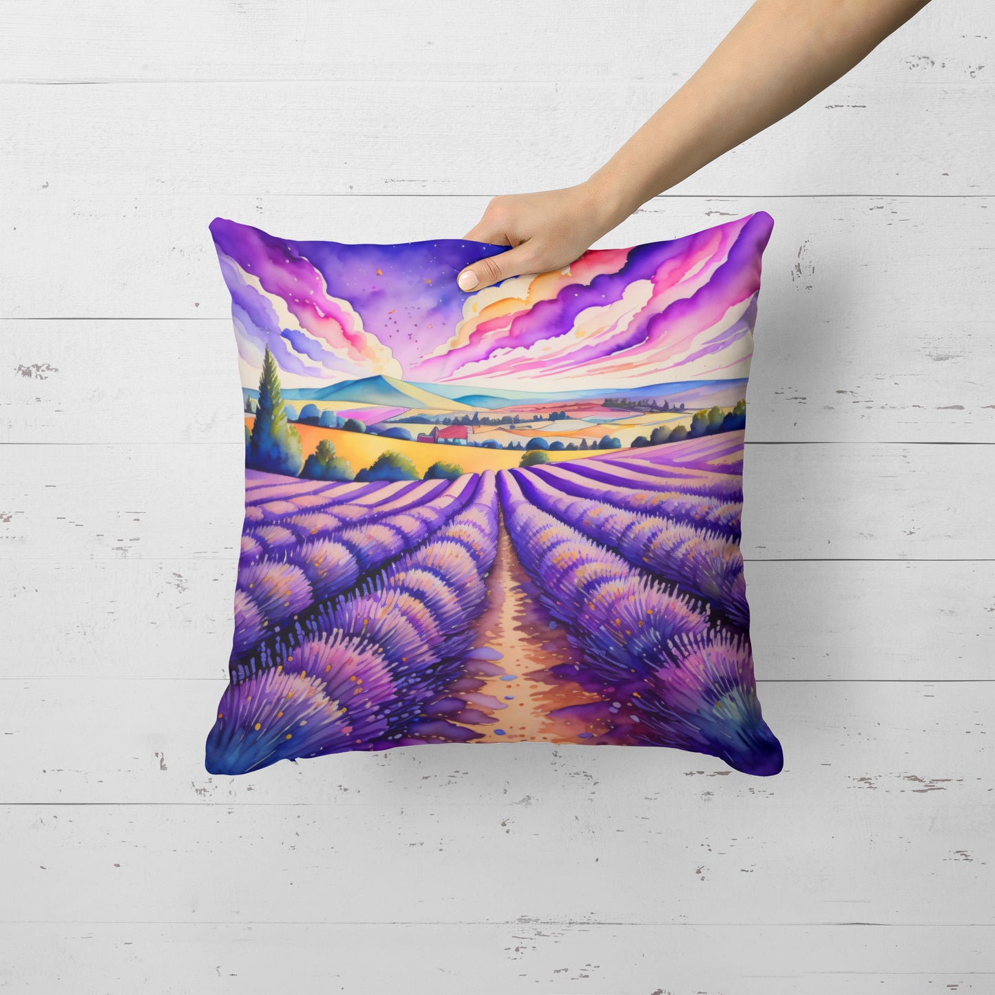 Colorful English Lavender Throw Pillow