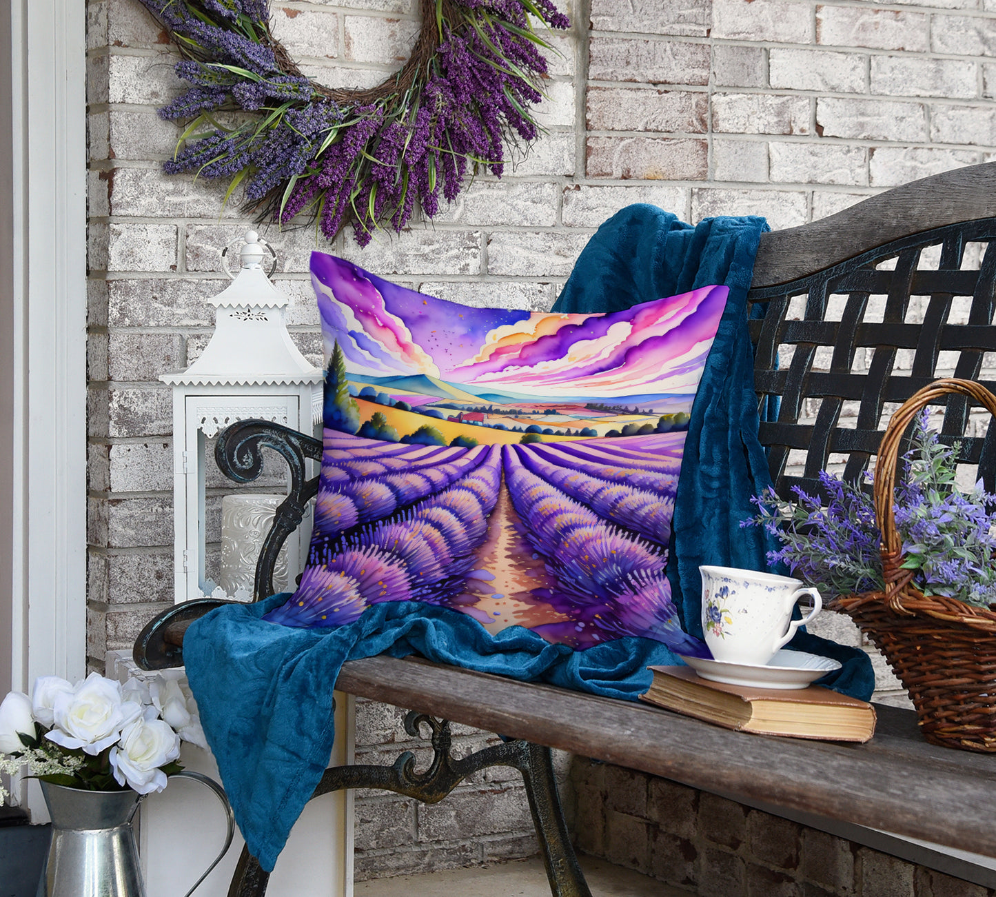 Colorful English Lavender Throw Pillow