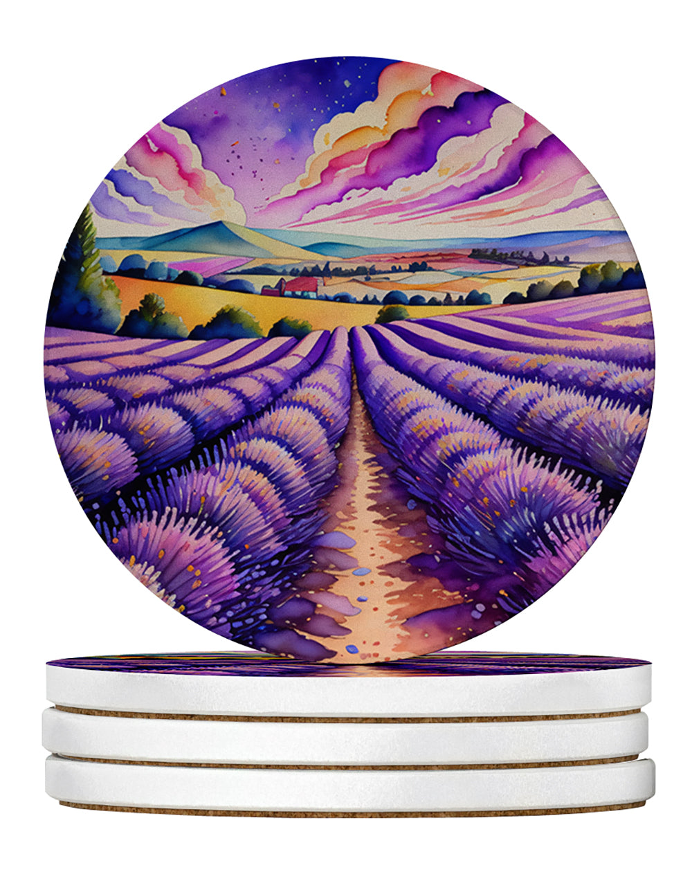 Buy this Colorful English Lavender Large Sandstone Coasters Pack of 4