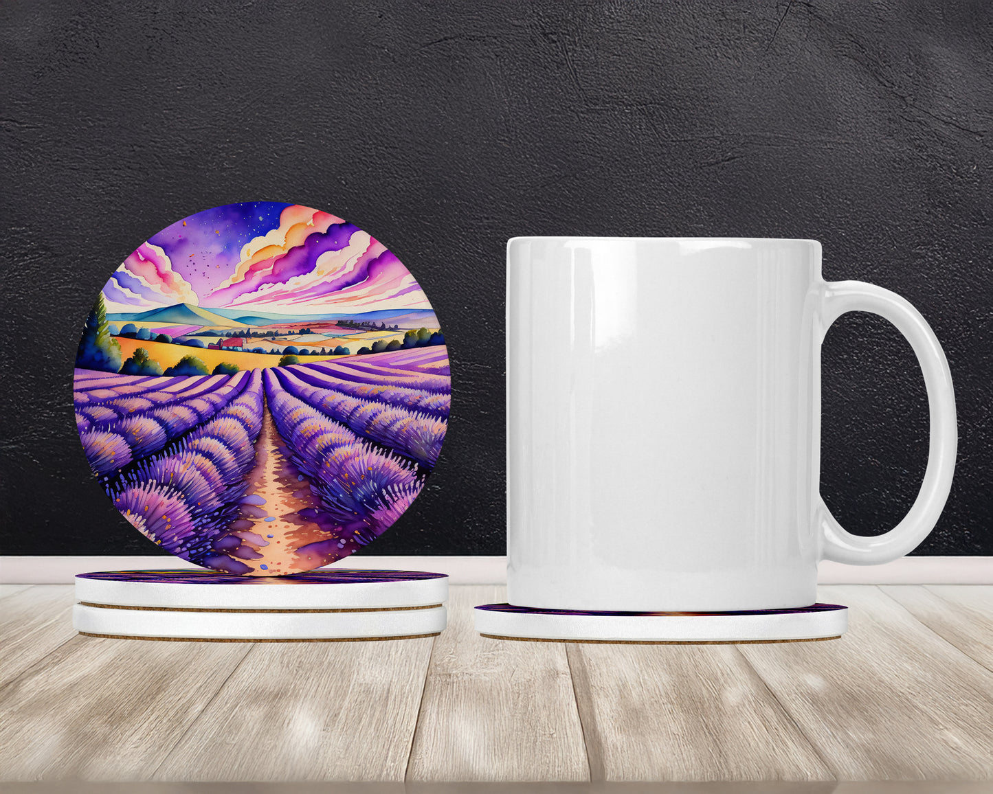 Colorful English Lavender Large Sandstone Coasters Pack of 4