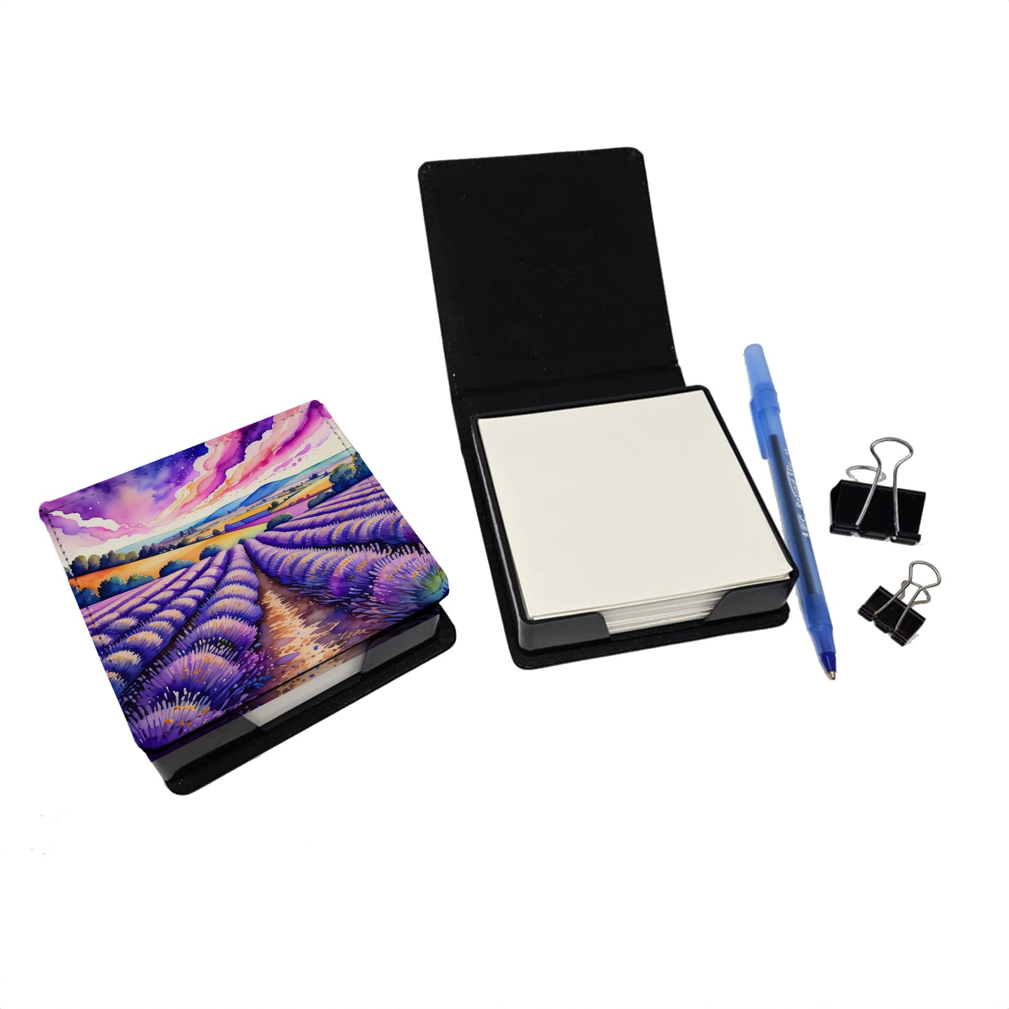Colorful English Lavender PU Leather Note Paper Holder