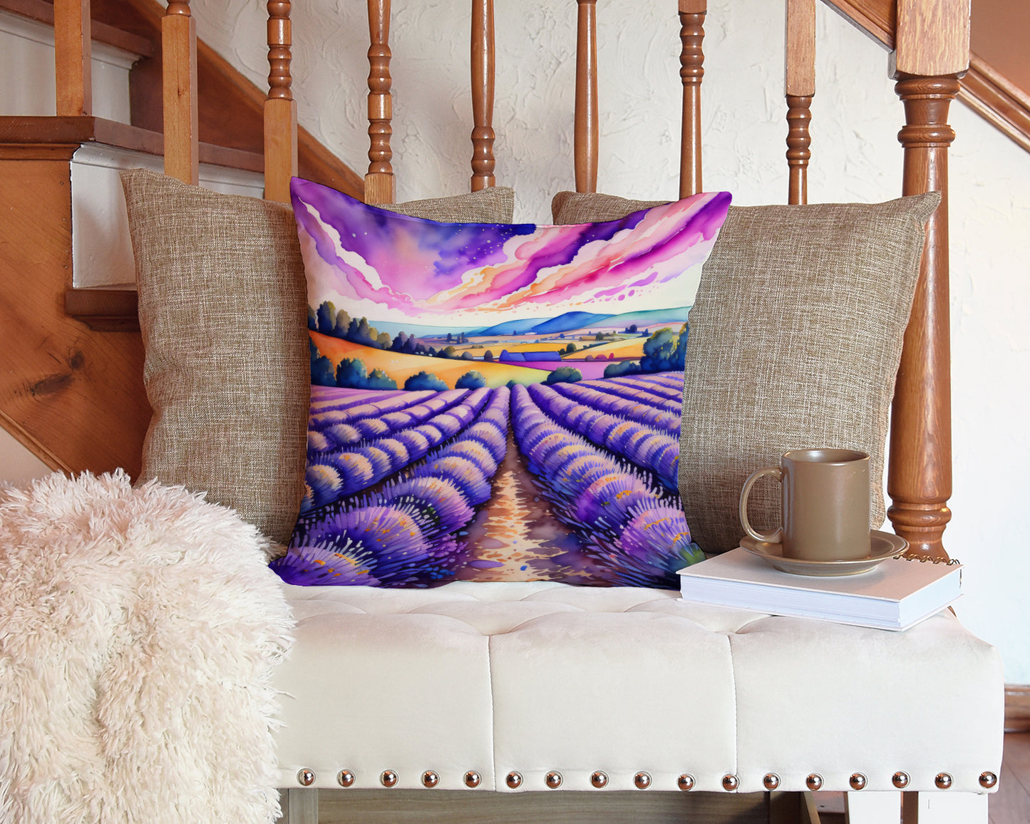 Colorful English Lavender Throw Pillow