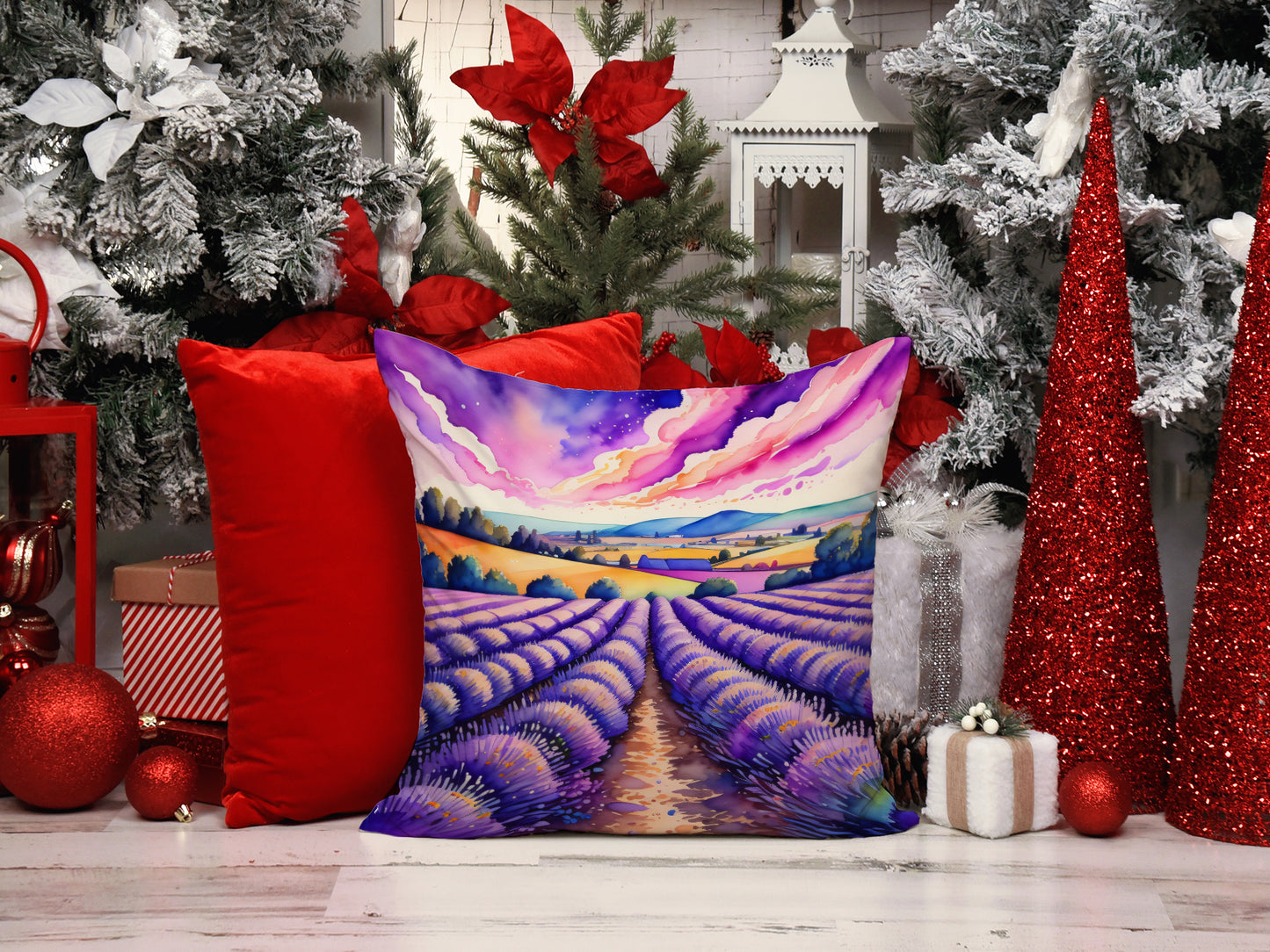 Colorful English Lavender Throw Pillow