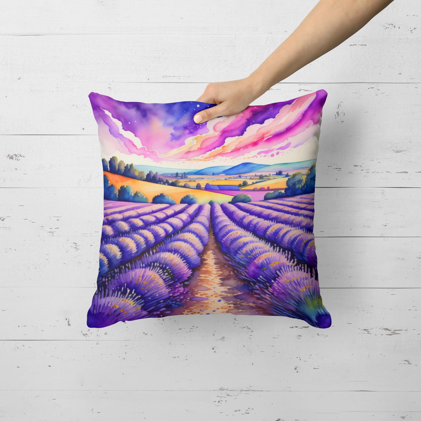 Colorful English Lavender Throw Pillow