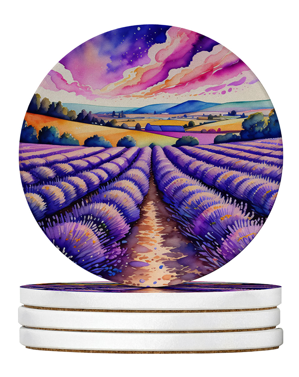 Buy this Colorful English Lavender Large Sandstone Coasters Pack of 4