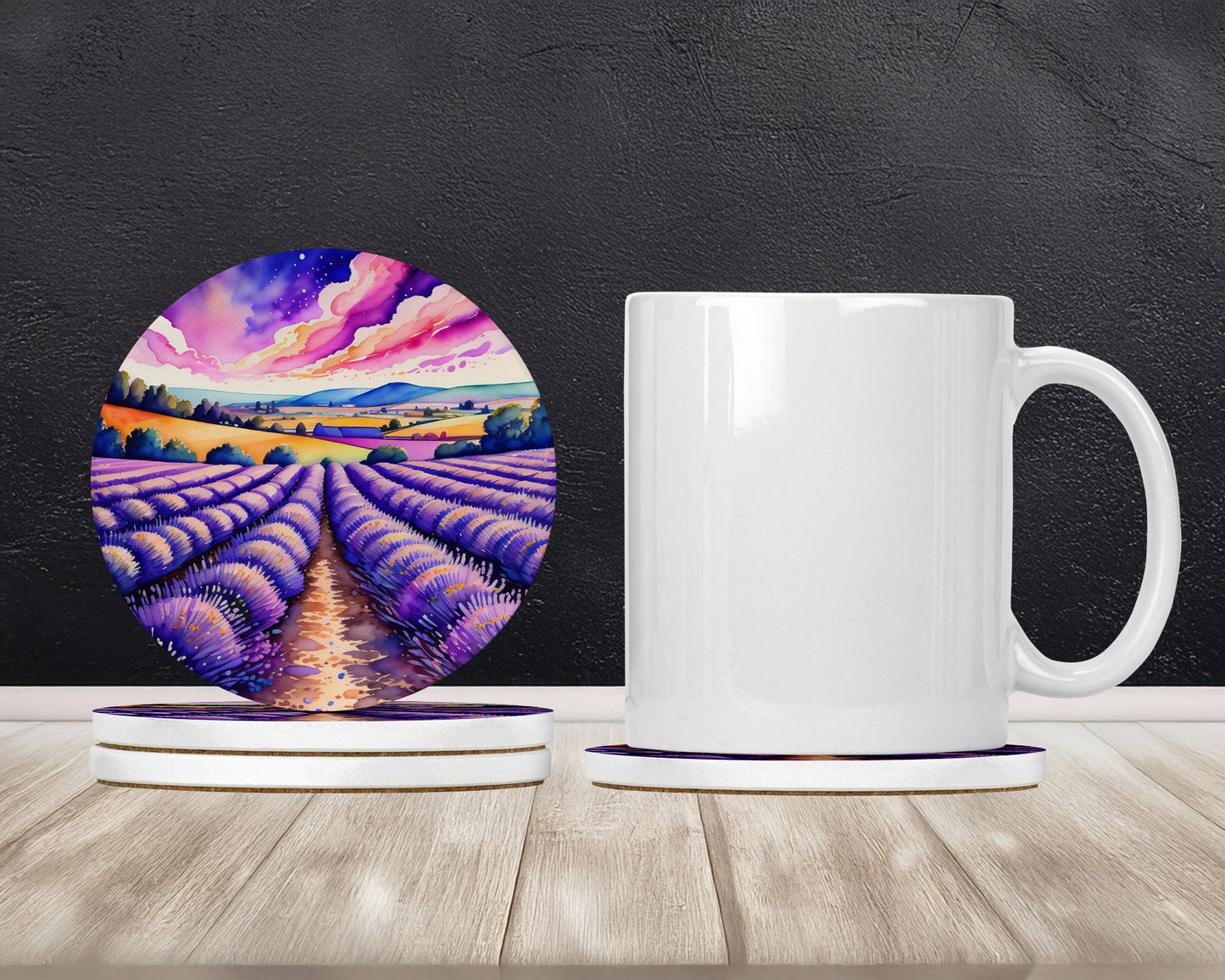 Colorful English Lavender Large Sandstone Coasters Pack of 4
