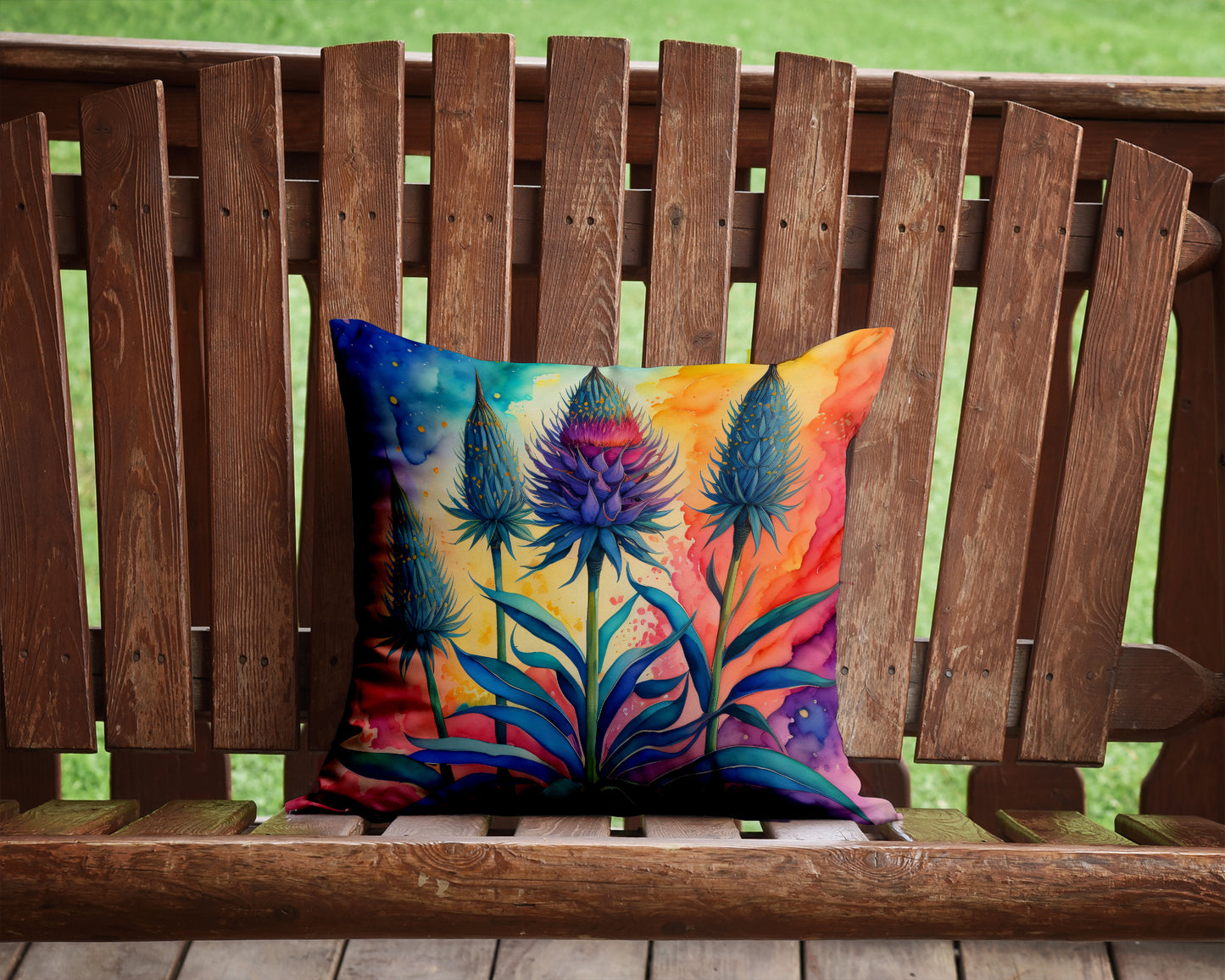 Colorful Eryngium Throw Pillow