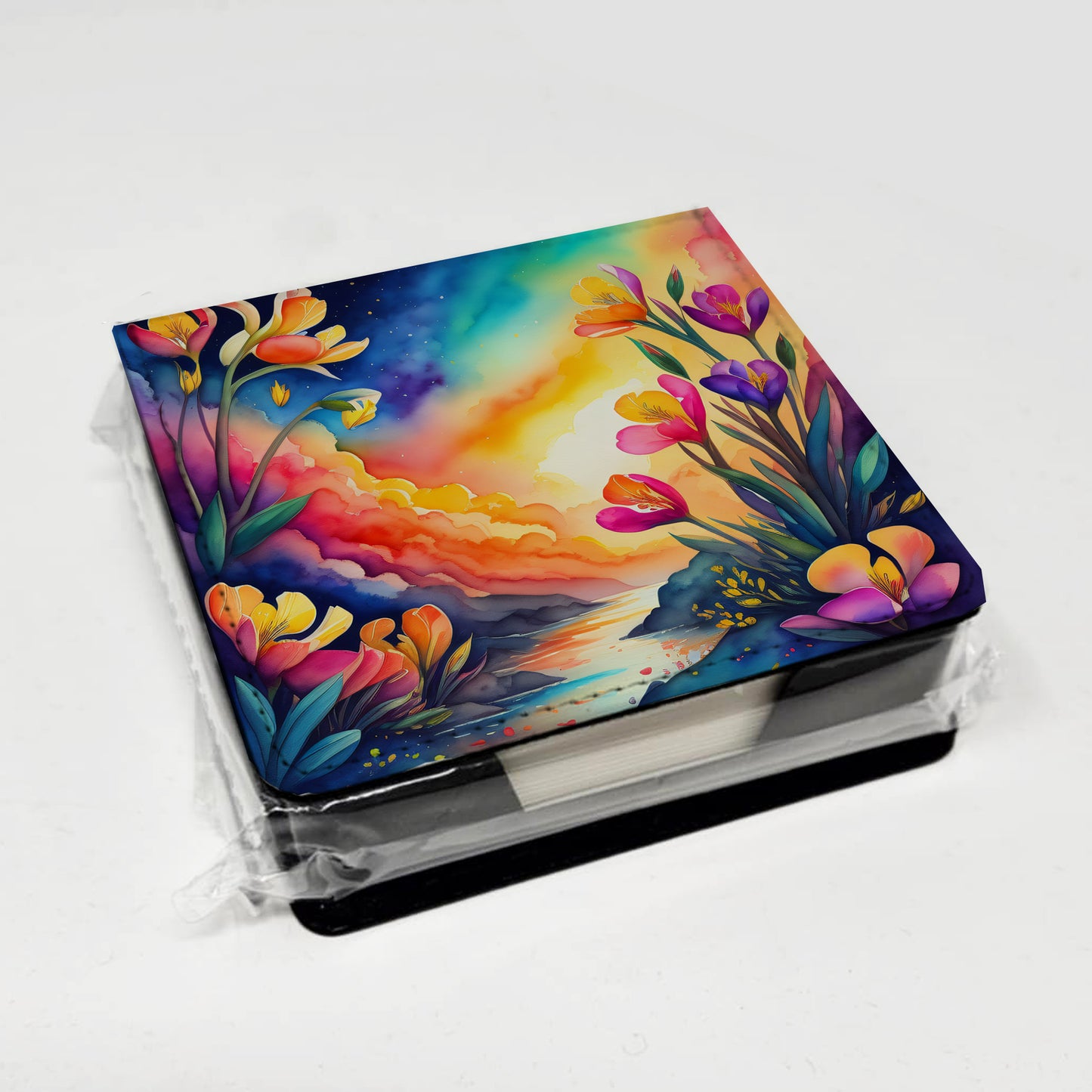 Colorful Freesia PU Leather Note Paper Holder