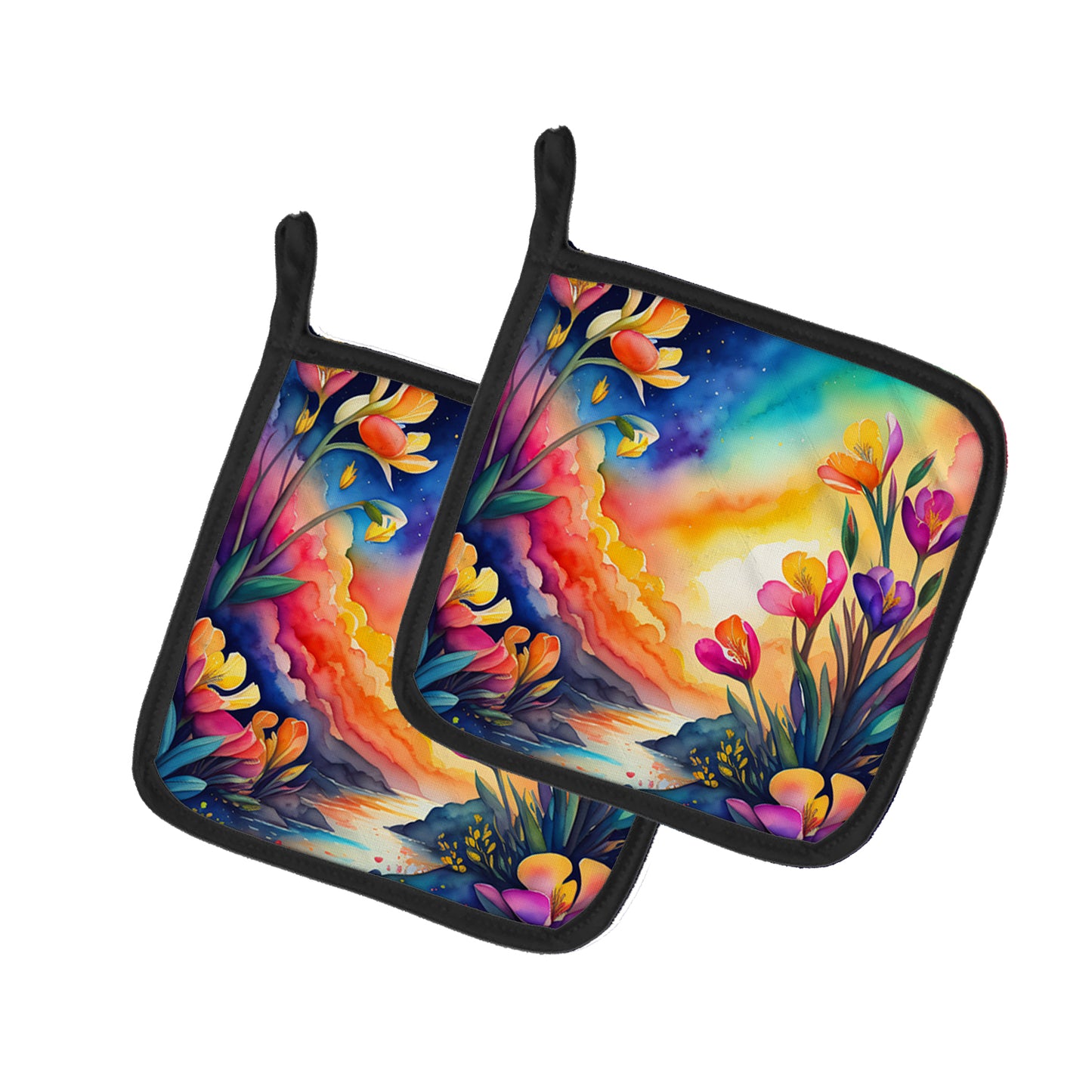 Buy this Colorful Freesia Pair of Pot Holders