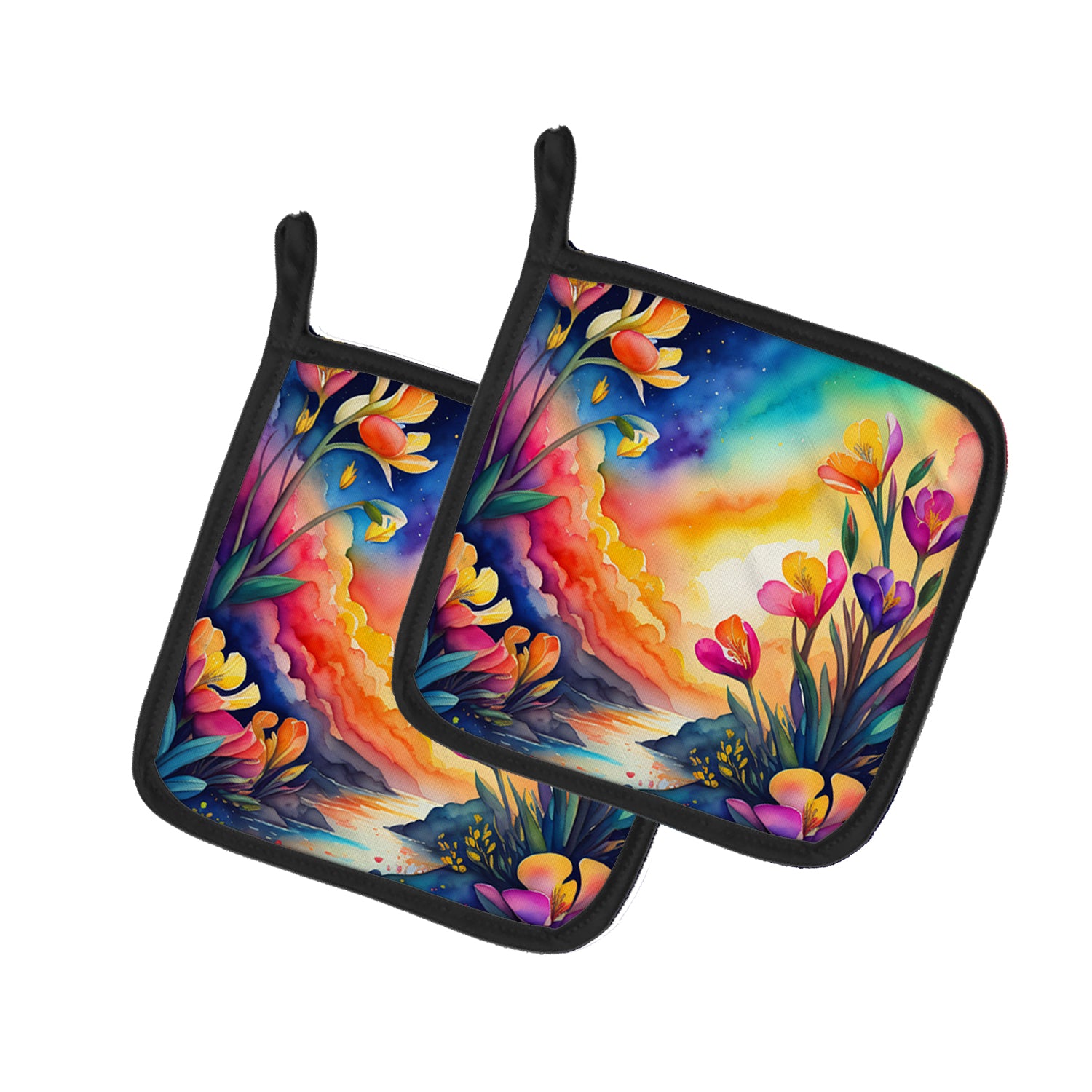 Buy this Colorful Freesia Pair of Pot Holders