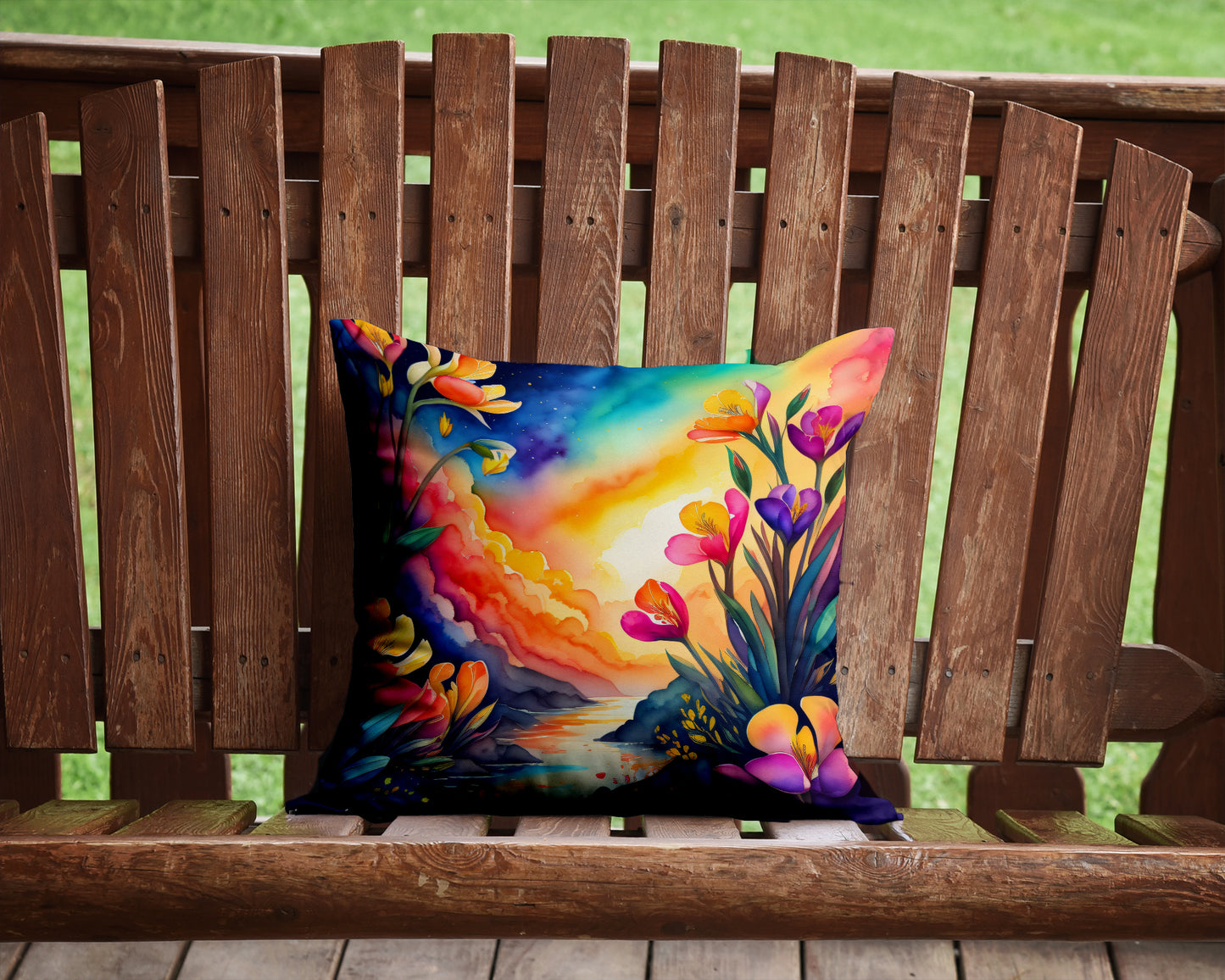 Colorful Freesia Throw Pillow