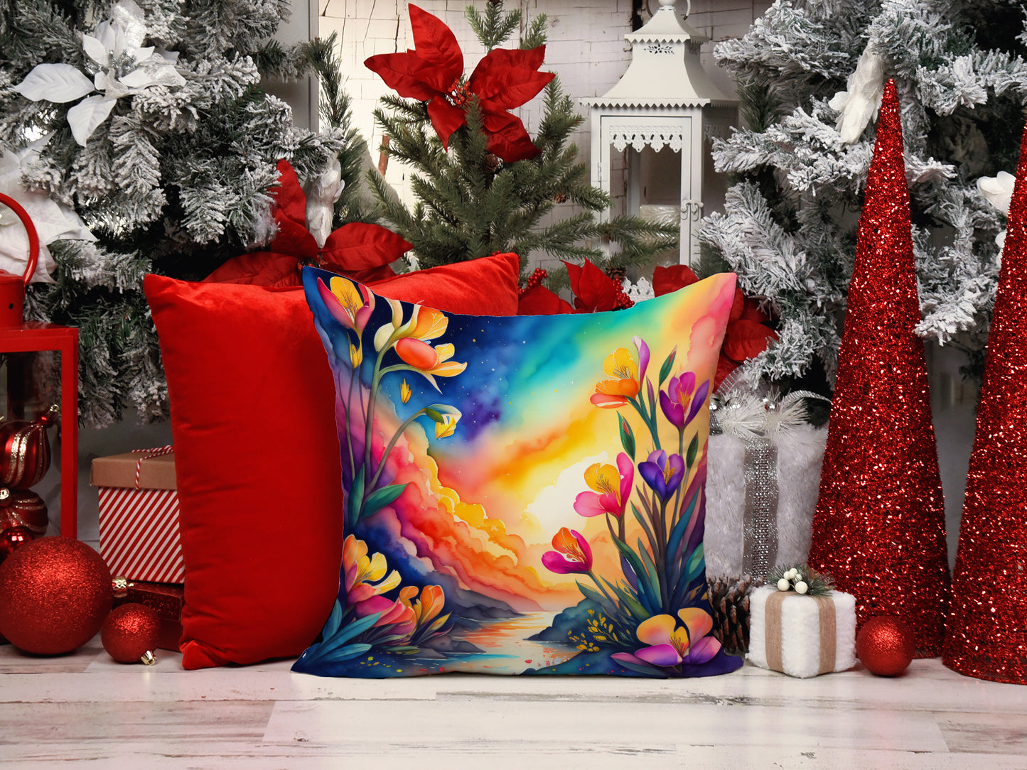 Colorful Freesia Throw Pillow