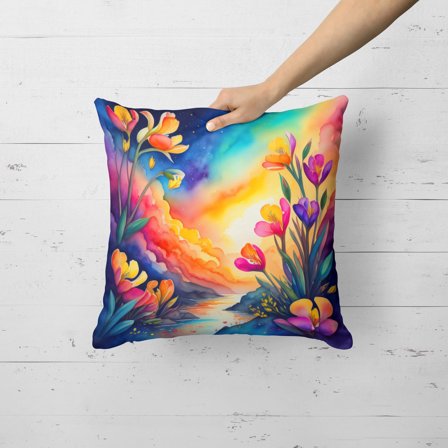 Colorful Freesia Throw Pillow