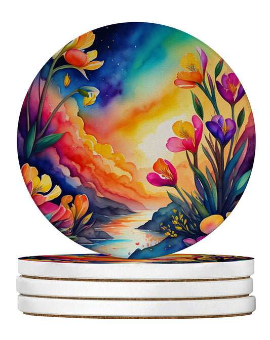 Buy this Colorful Freesia Large Sandstone Coasters Pack of 4