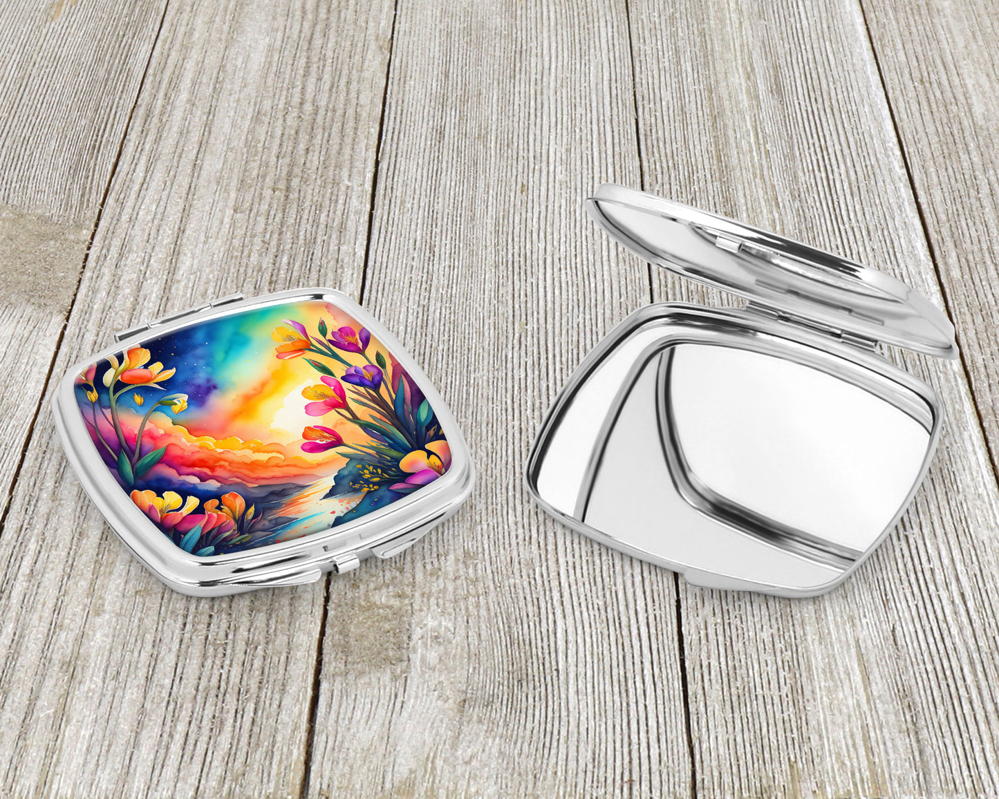 Colorful Freesia Compact Mirror