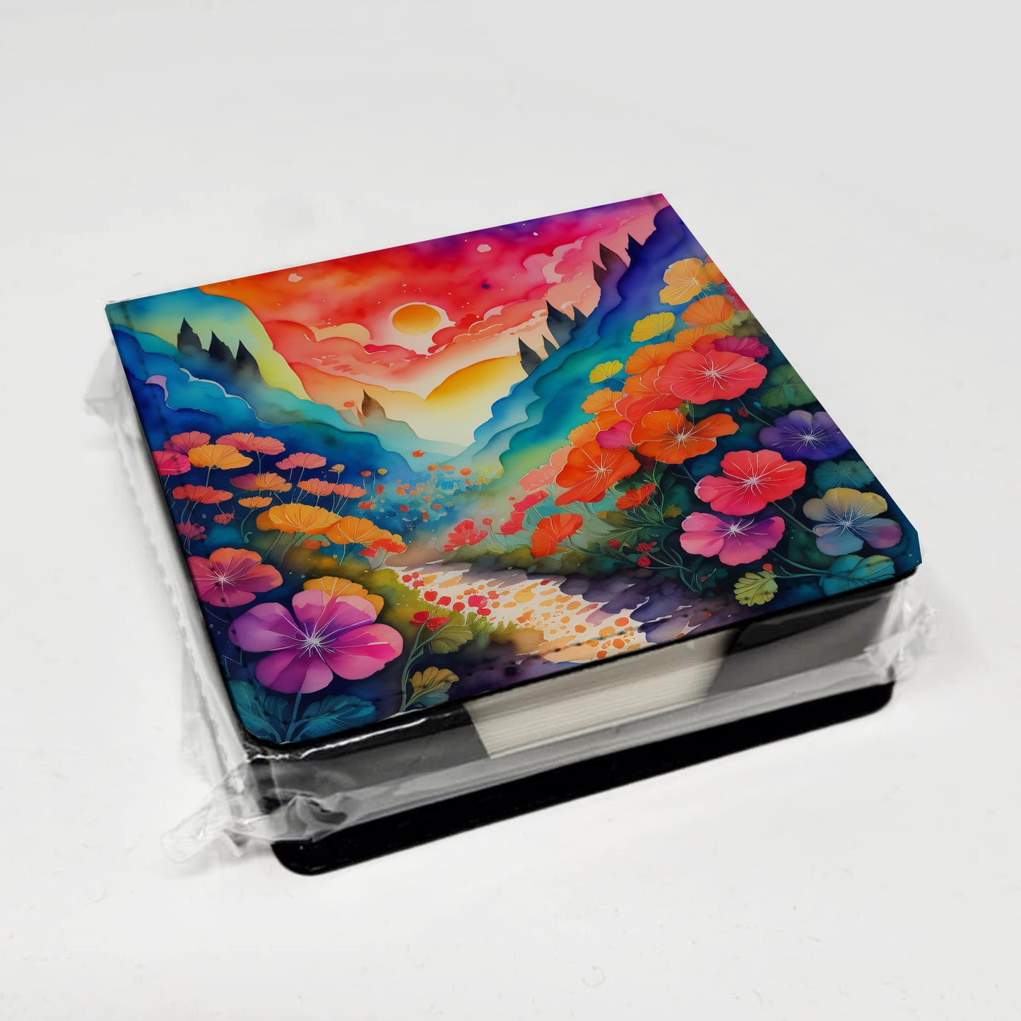 Colorful Geraniums PU Leather Note Paper Holder