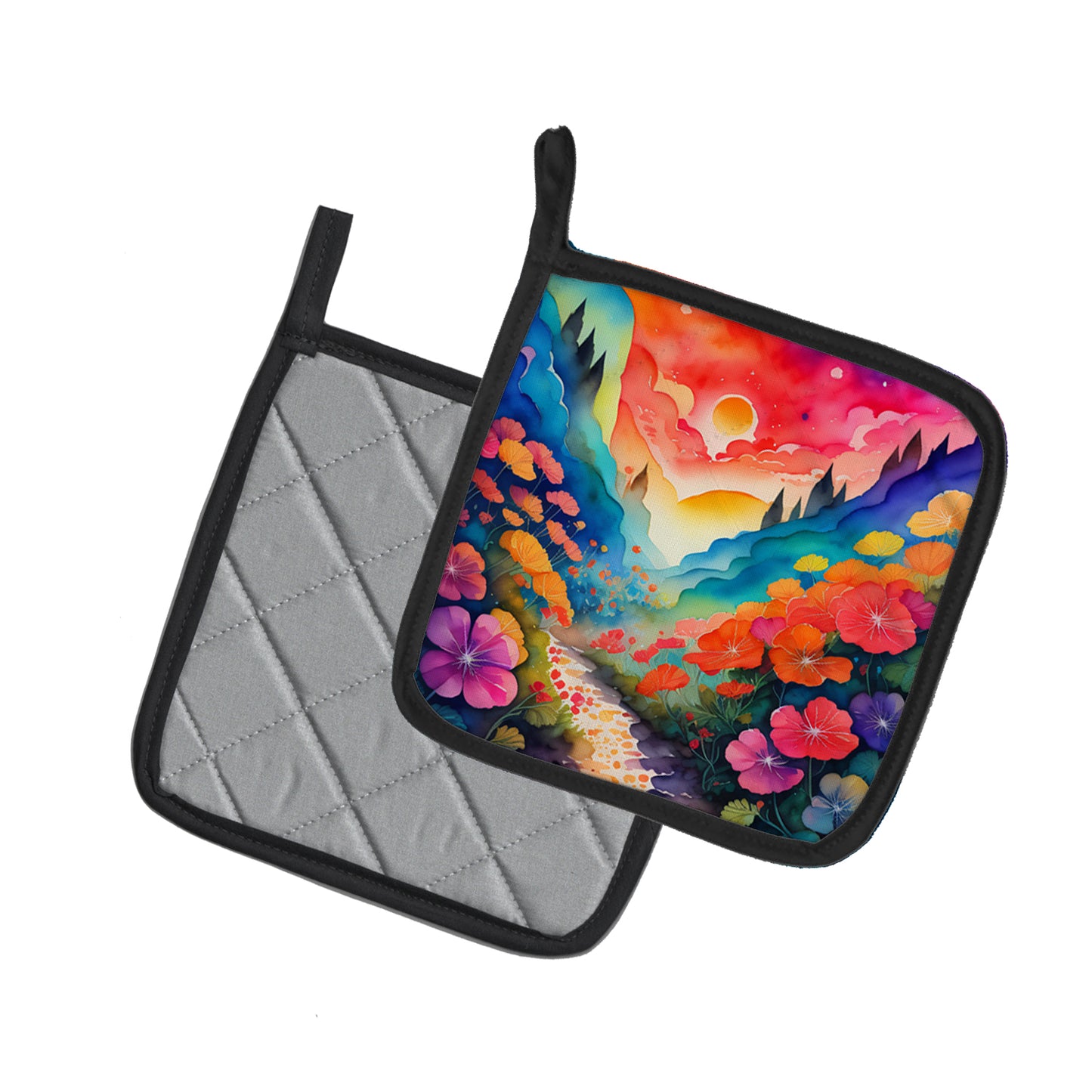 Colorful Geraniums Pair of Pot Holders