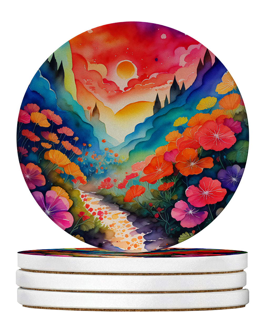 Buy this Colorful Geraniums Large Sandstone Coasters Pack of 4