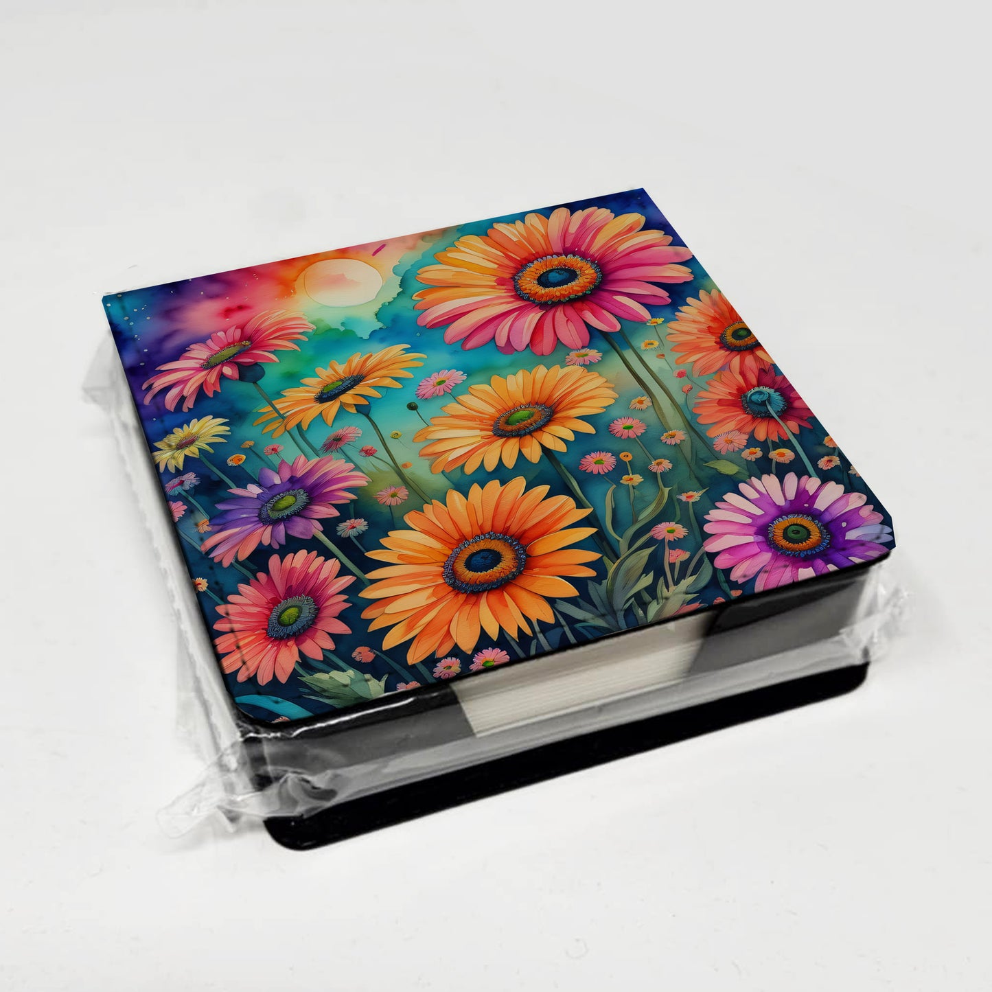Colorful Gerbera Daisies PU Leather Note Paper Holder