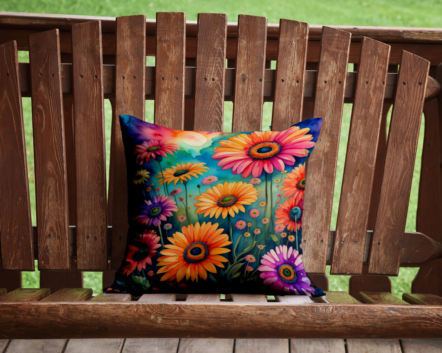 Colorful Gerbera Daisies Throw Pillow