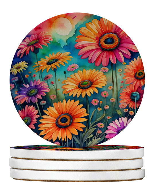 Buy this Colorful Gerbera Daisies Large Sandstone Coasters Pack of 4